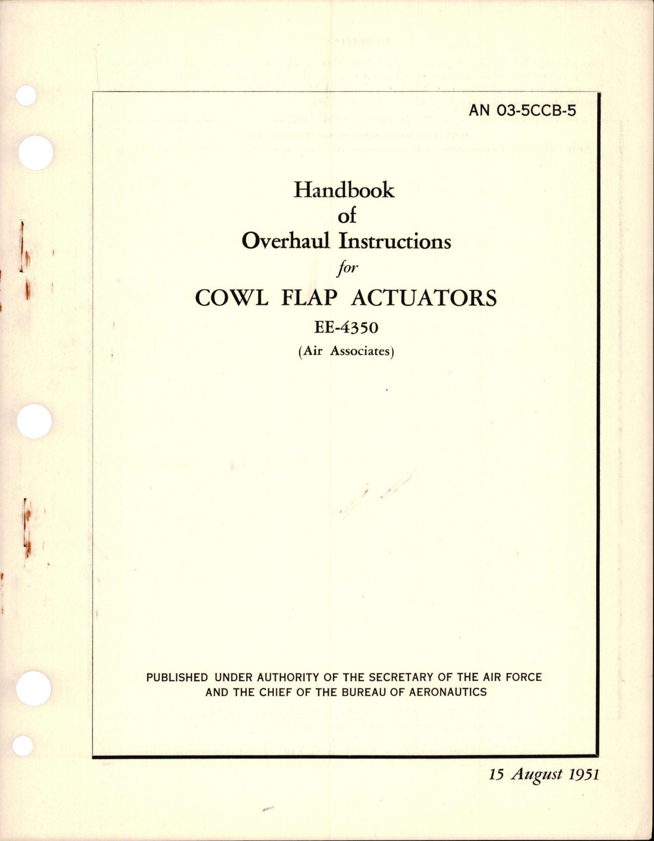 Sample page 1 from AirCorps Library document: Overhaul Instructions for Cowl Flap Actuators - EE-4350