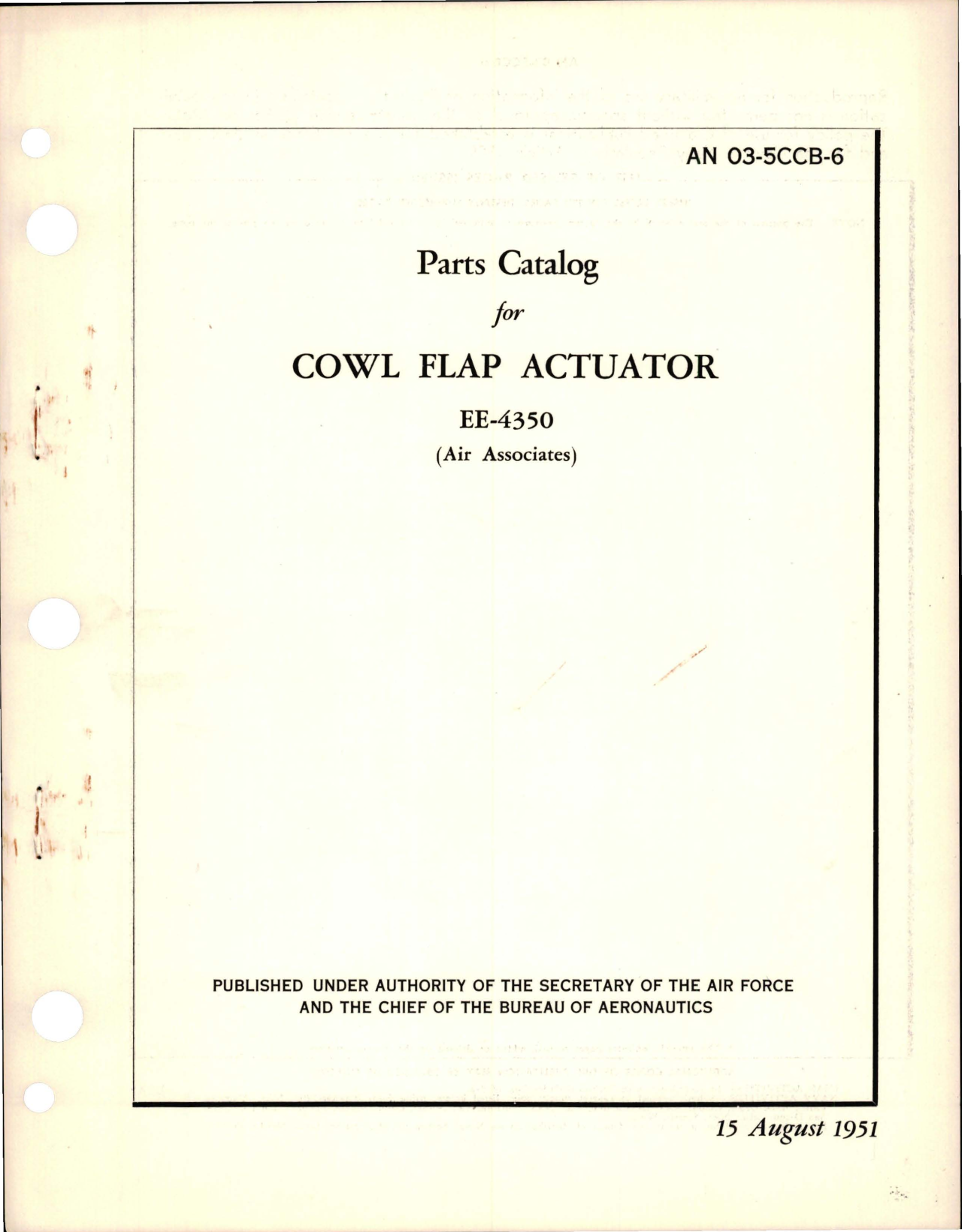 Sample page 1 from AirCorps Library document: Parts Catalog for Cowl Flap Actuator - EE-4350