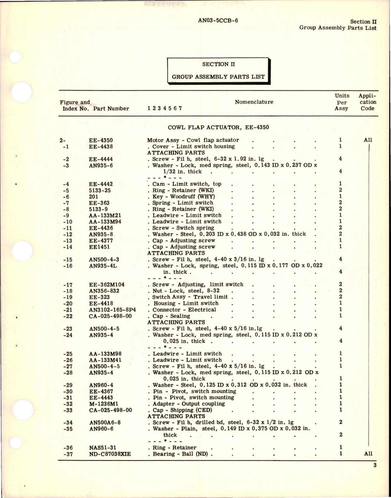 Sample page 5 from AirCorps Library document: Parts Catalog for Cowl Flap Actuator - EE-4350