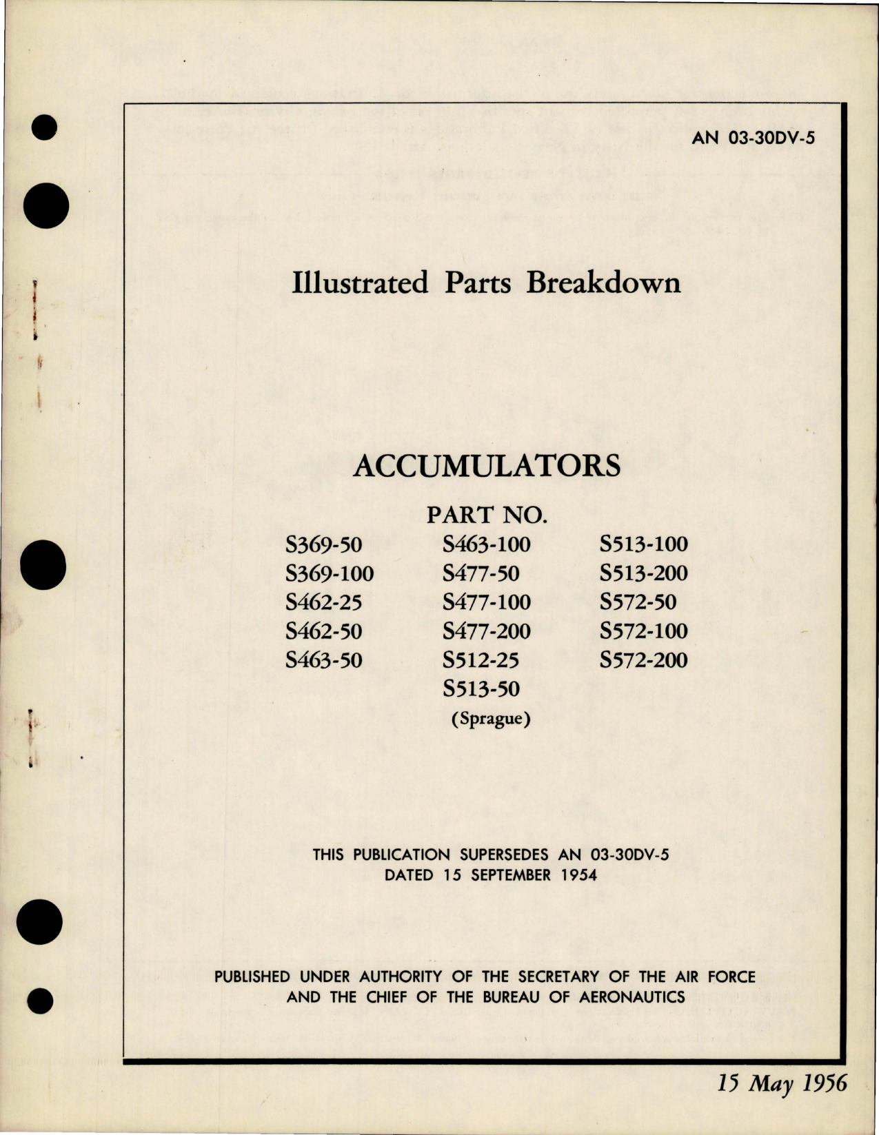 Sample page 1 from AirCorps Library document: Illustrated Parts Breakdown for Accumulators 