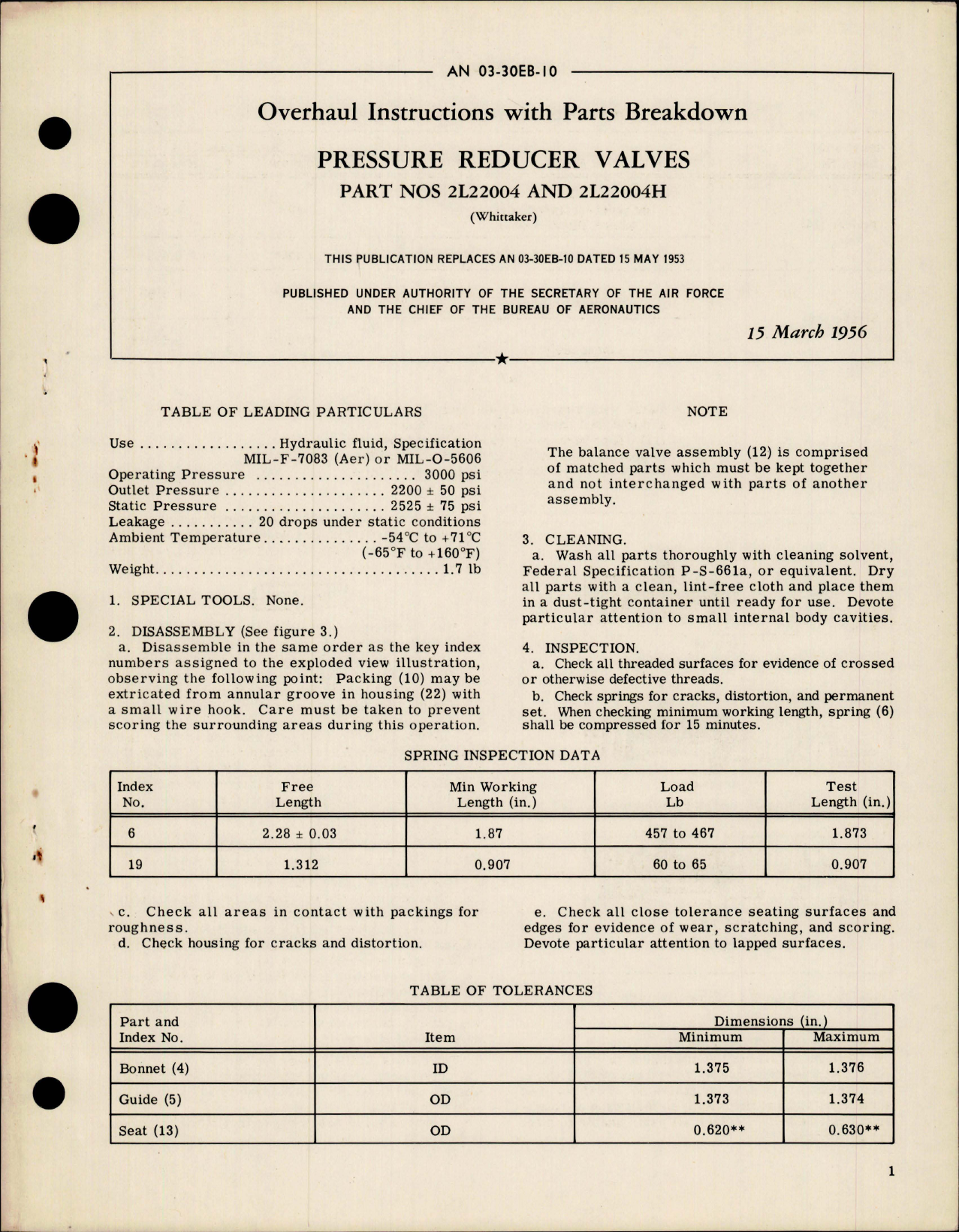 Sample page 1 from AirCorps Library document: Overhaul Instructions with Parts for Pressure Reducer Valves - Parts 2L22004 and 2L22004H 