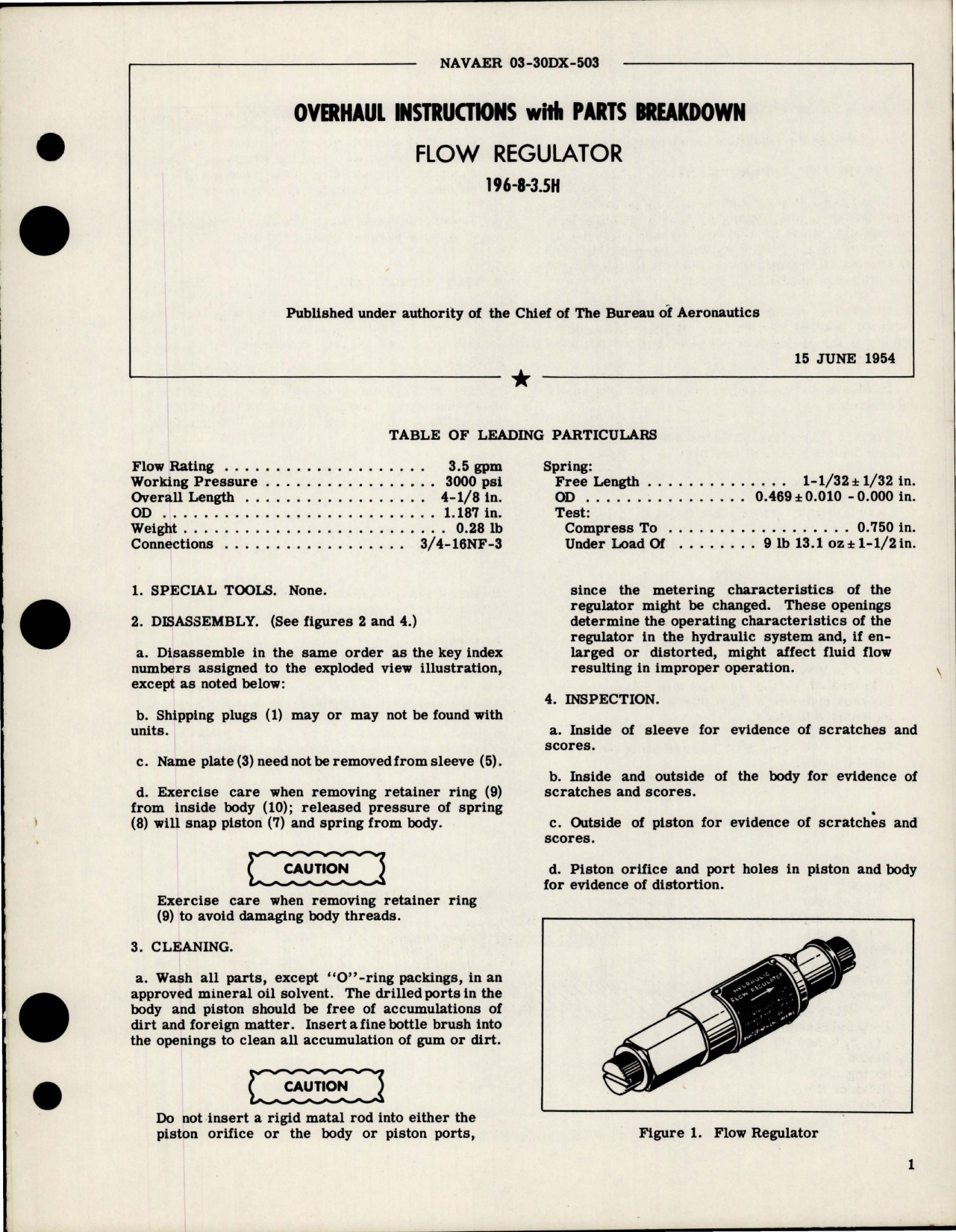 Sample page 1 from AirCorps Library document: Overhaul Instructions w Parts Breakdown for Flow Regulator - 196-8-3.5H