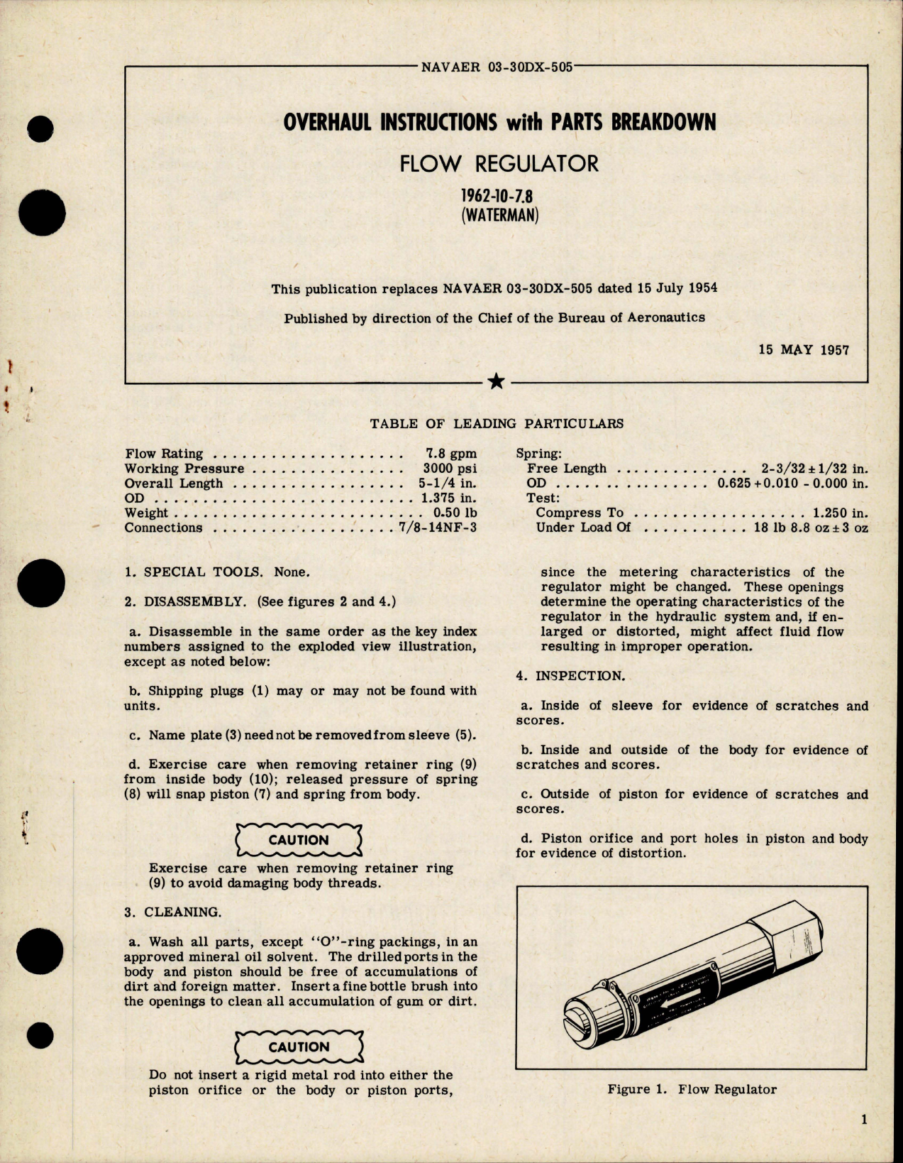 Sample page 1 from AirCorps Library document: Overhaul Instructions with Parts Breakdown for Flow Regulator - 1962-10-7.8 