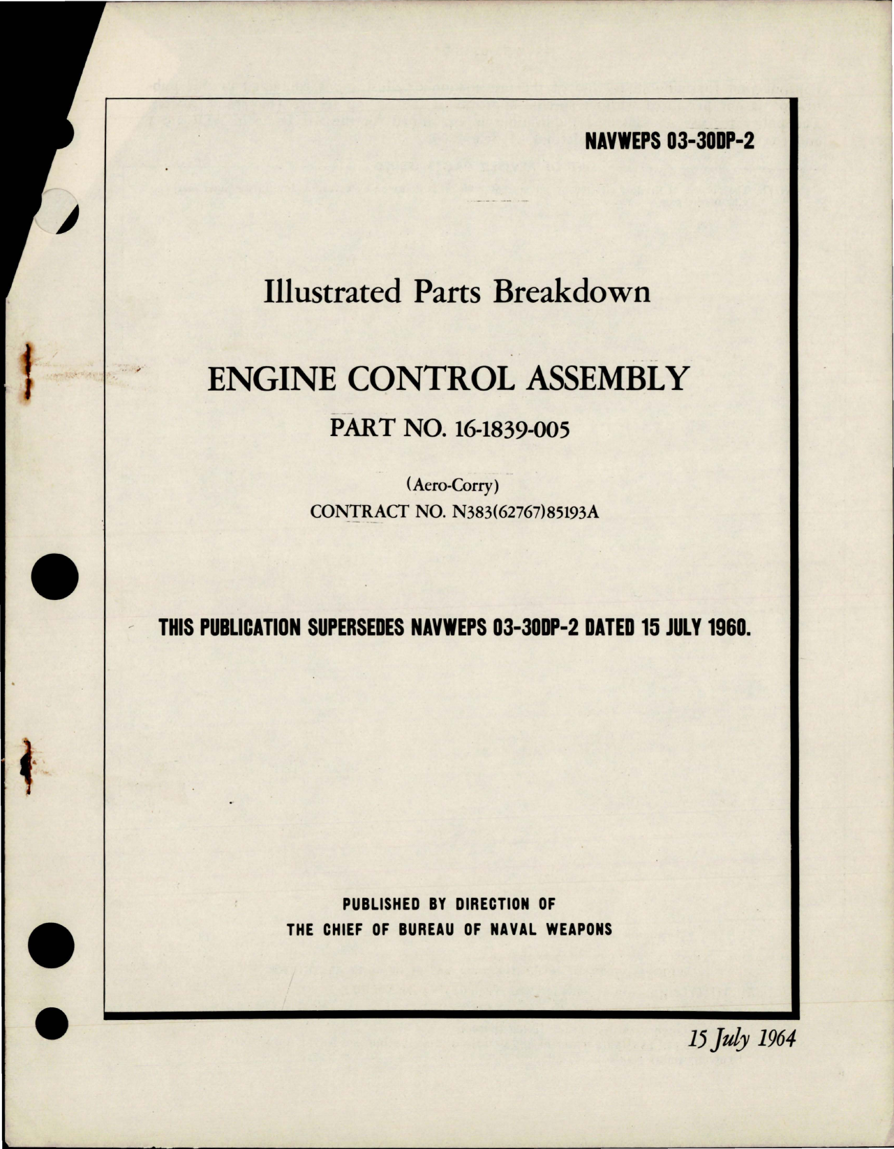 Sample page 1 from AirCorps Library document: Illustrated Parts Breakdown for Engine Control Assembly - Part 16-1839-005 