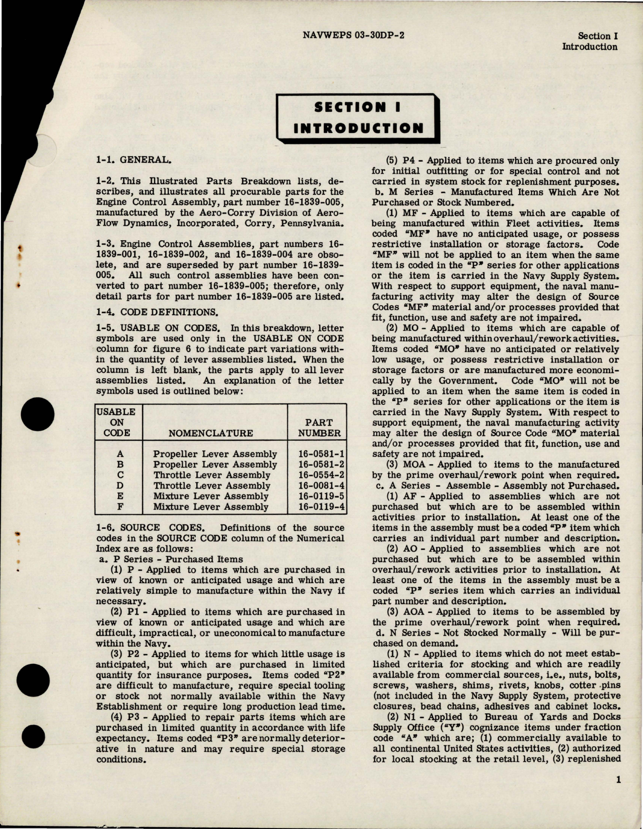 Sample page 5 from AirCorps Library document: Illustrated Parts Breakdown for Engine Control Assembly - Part 16-1839-005 