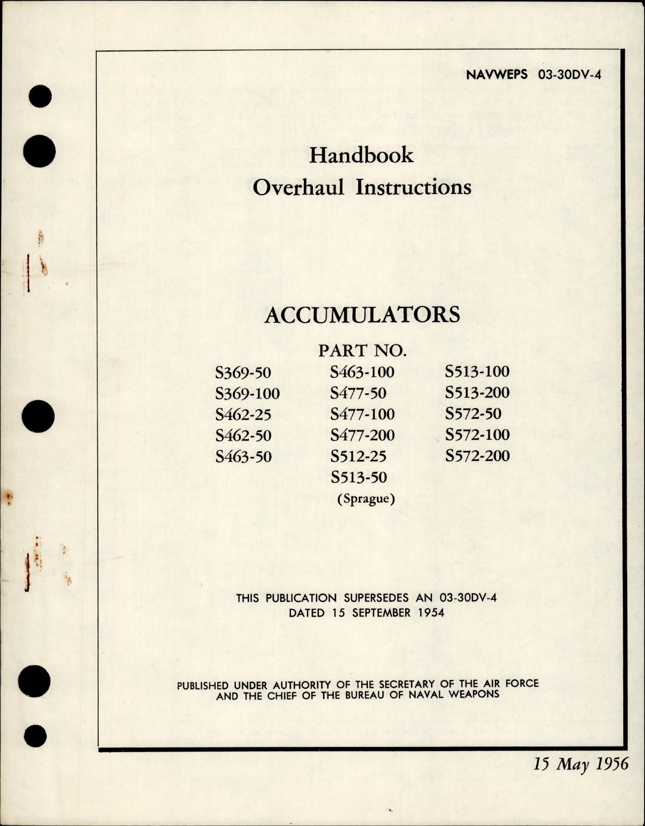 Sample page 1 from AirCorps Library document: Overhaul Instructions for Accumulators 