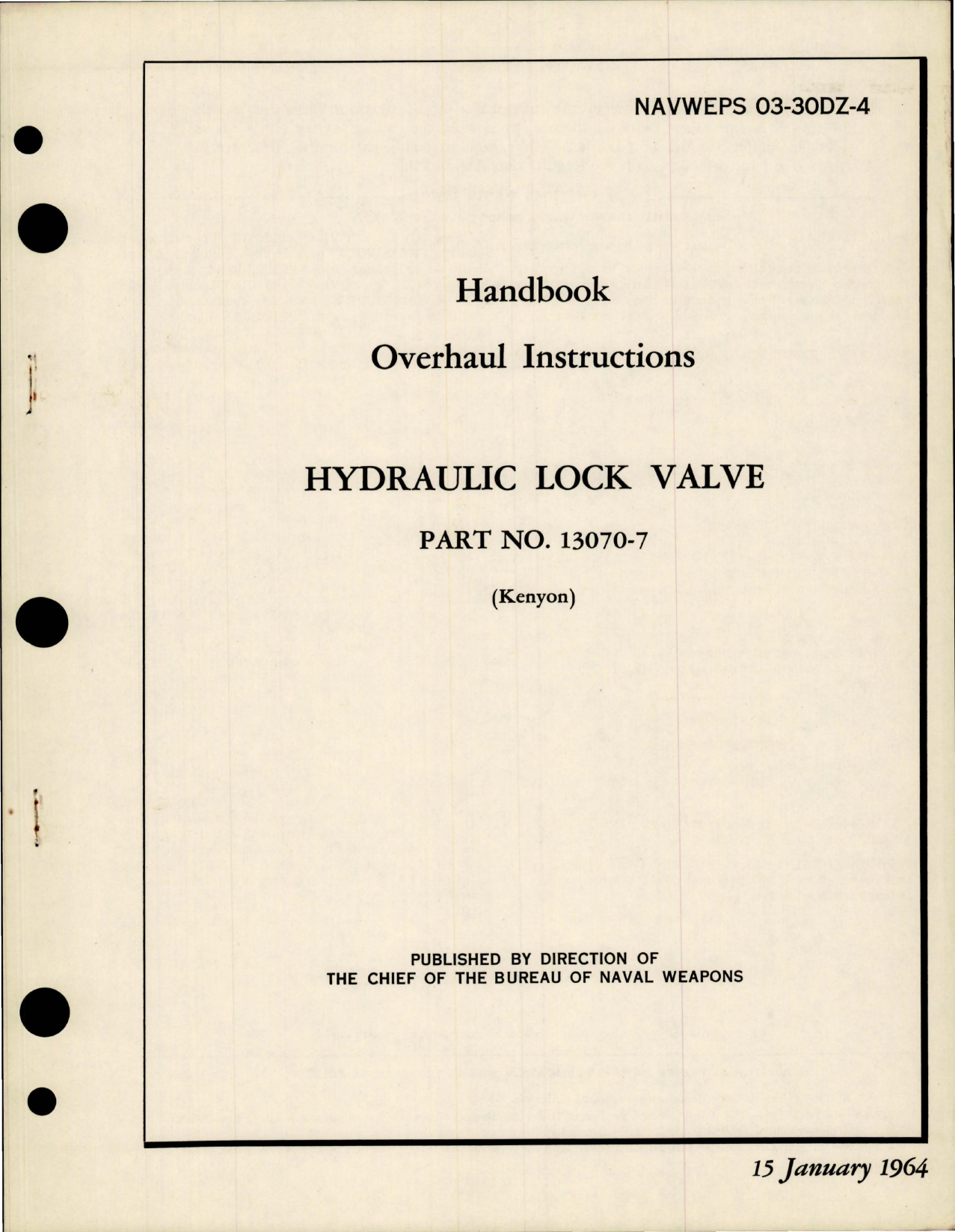 Sample page 1 from AirCorps Library document: Overhaul Instructions for Hydraulic Lock Valve - Part 13070-7 