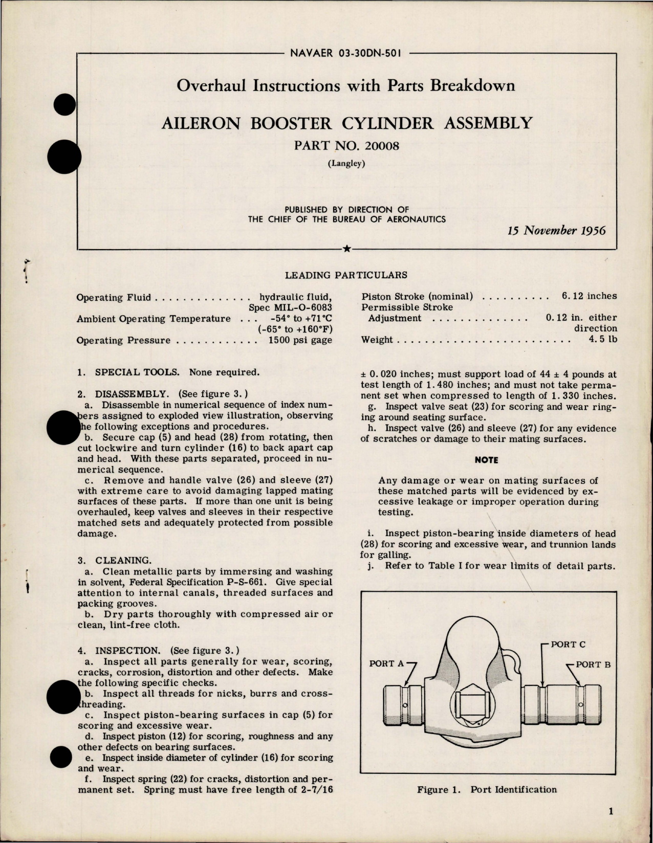Sample page 1 from AirCorps Library document: Overhaul Instructions with Parts Breakdown for Aileron Booster Cylinder Assembly - Part 20008 
