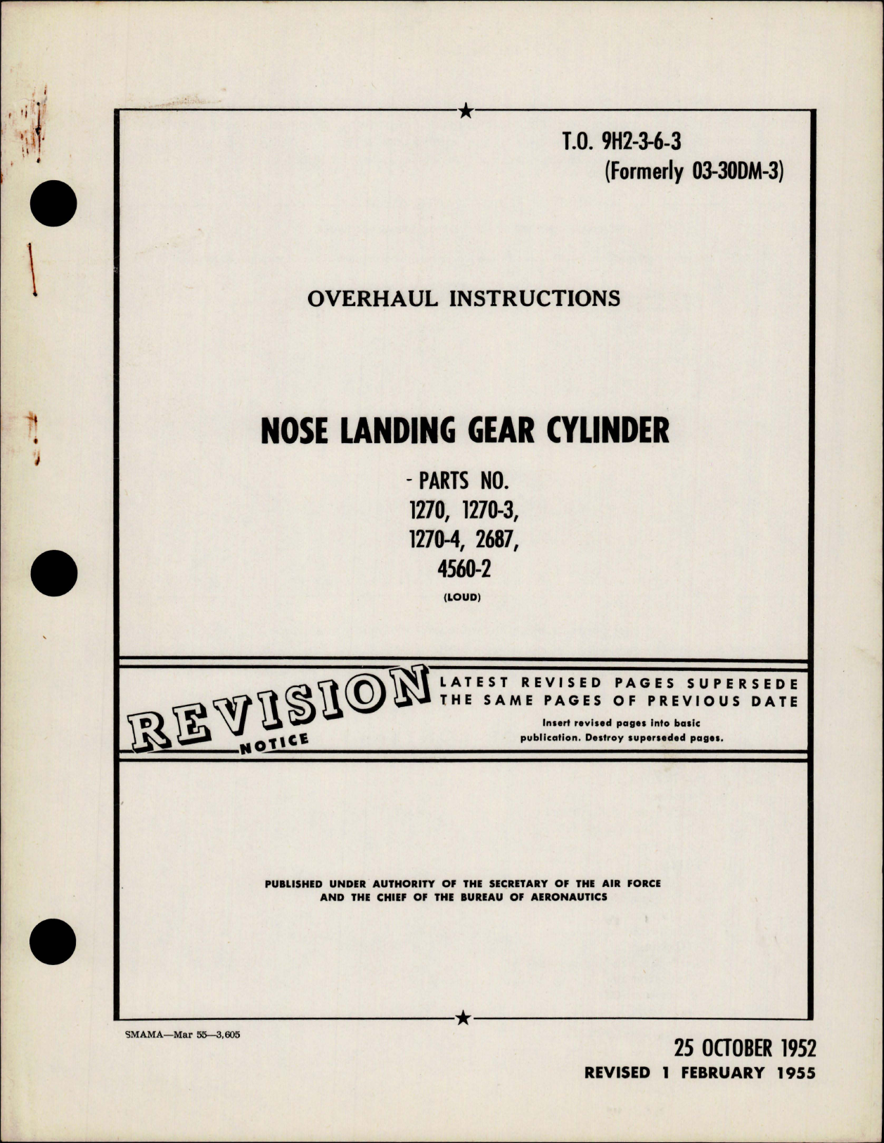 Sample page 1 from AirCorps Library document: Overhaul Instructions for Nose Landing Gear Cylinder 