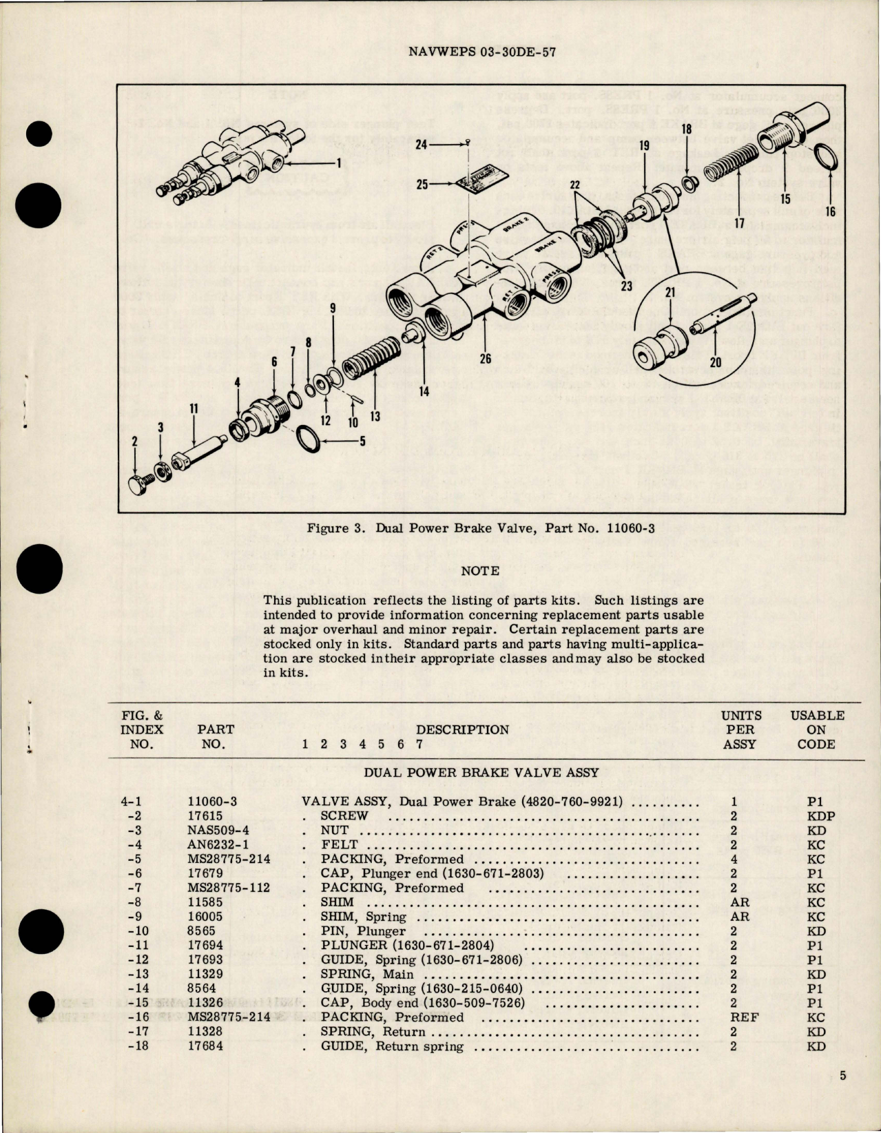 Sample page 5 from AirCorps Library document: Overhaul Instructions with Parts for Dual Power Brake Valve - Part 11060-3 