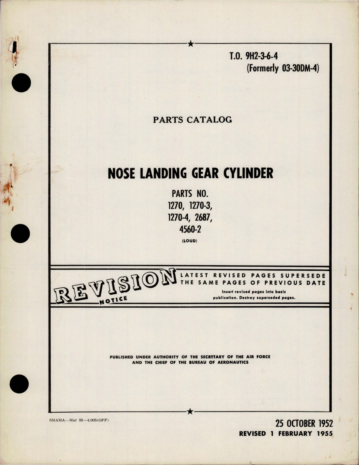 Sample page 1 from AirCorps Library document: Parts Catalog for Nose Landing Gear Cylinder 