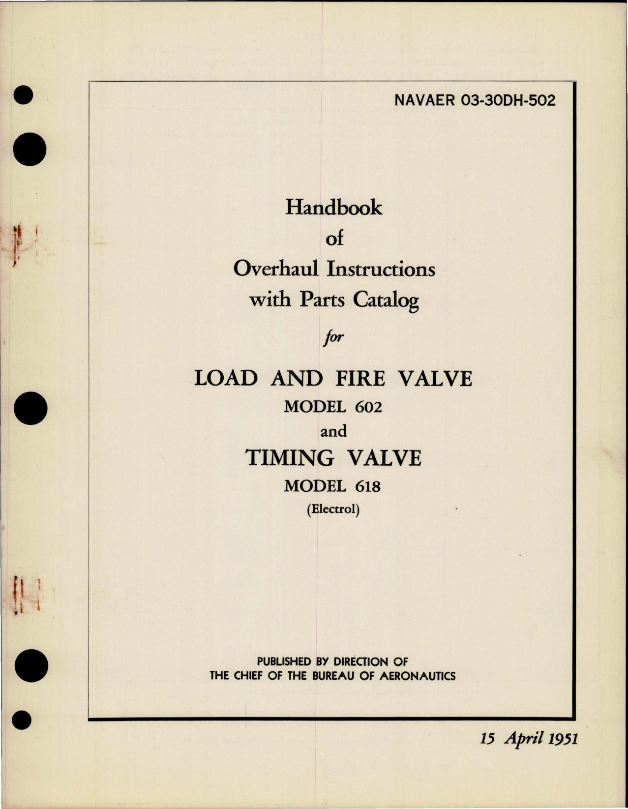 Sample page 1 from AirCorps Library document: Overhaul Instructions with Parts Catalog for Load and Fire Valve 602 and Timing Valve 618 