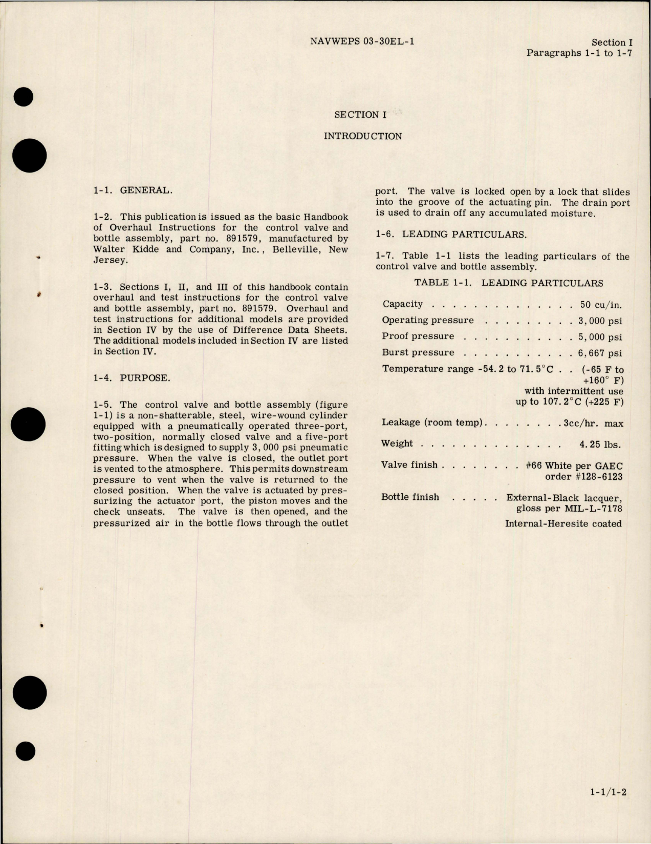 Sample page 5 from AirCorps Library document: Overhaul Instructions for Control Valve and Bottle Assembly - Part 891579 
