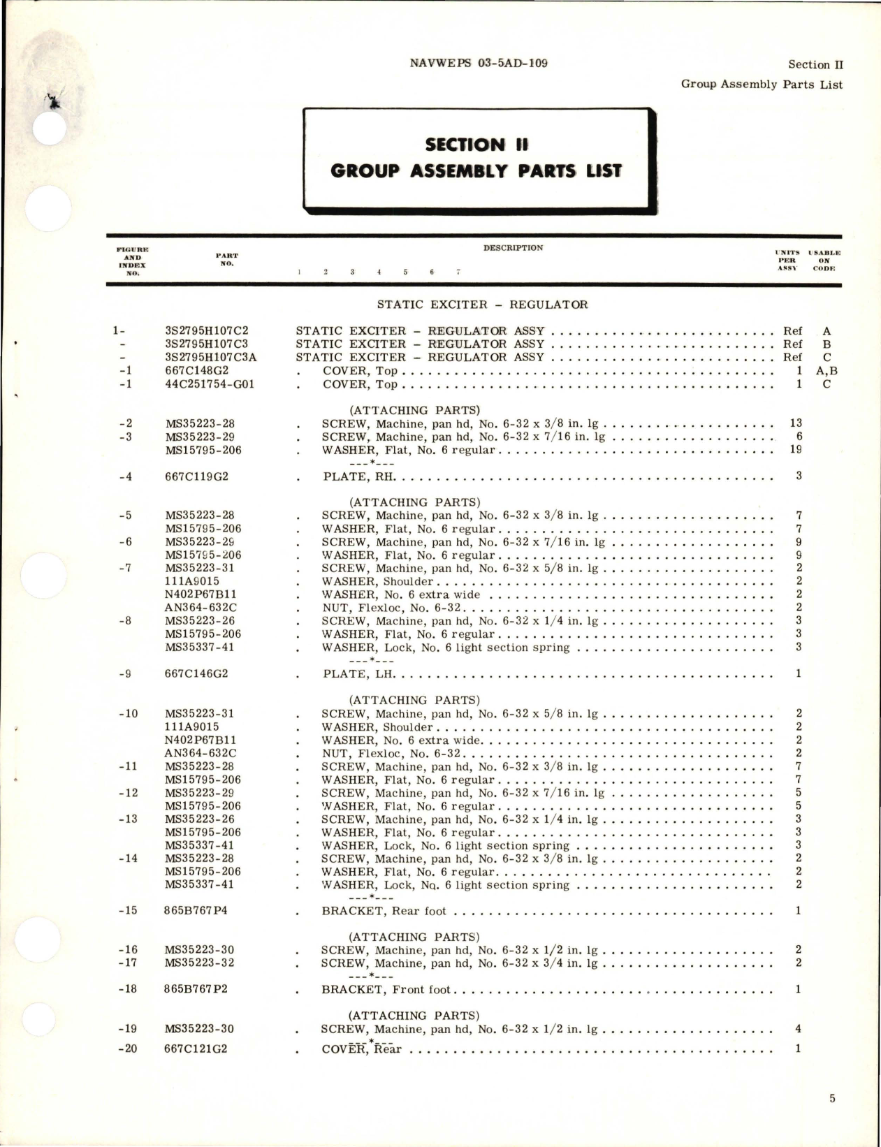 Sample page 7 from AirCorps Library document: Illustrated Parts Breakdown for Static Exciter Regulator - Models 3S2795H107C2, 3S2795H107C3, and 3S2795H107C3A 