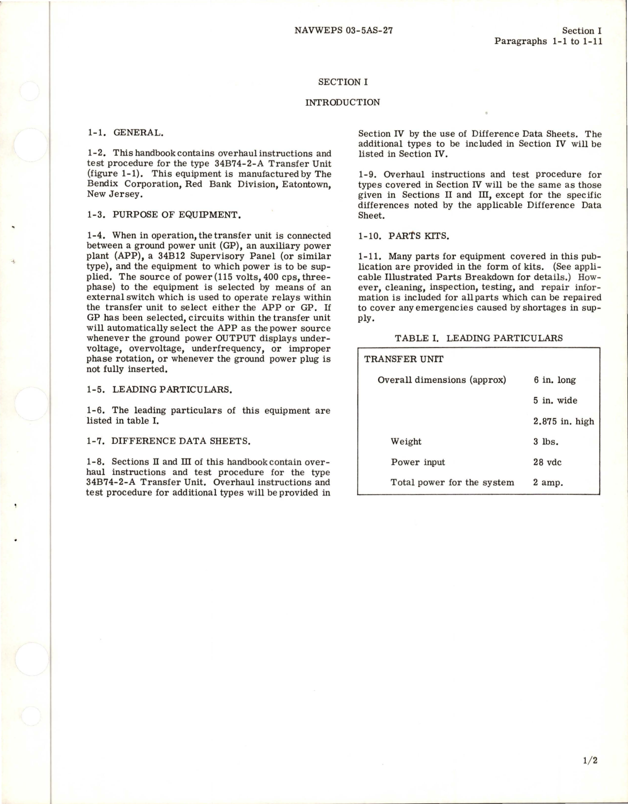 Sample page 5 from AirCorps Library document: Overhaul Instructions for Transfer Unit - Part 34B74-2-A