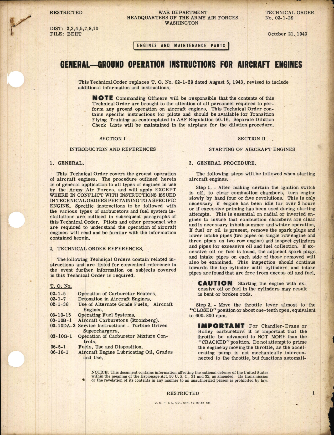 Sample page 1 from AirCorps Library document: Ground Operation Instructions for Aircraft Engines