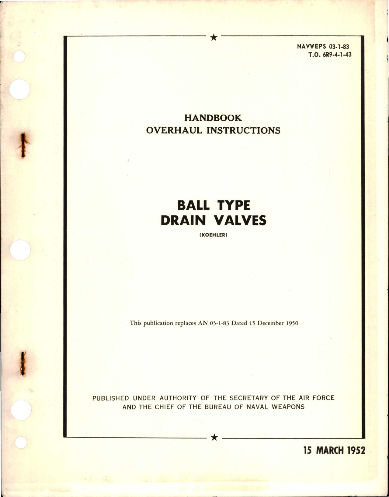 Sample page 1 from AirCorps Library document: Overhaul Instructions for Ball Type Drain Valves