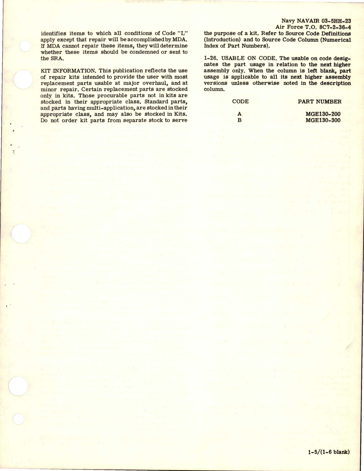 Sample page 7 from AirCorps Library document: Illustrated Parts Breakdown for Motor Generator Assembly - Part MGE130-200, MGE130-300