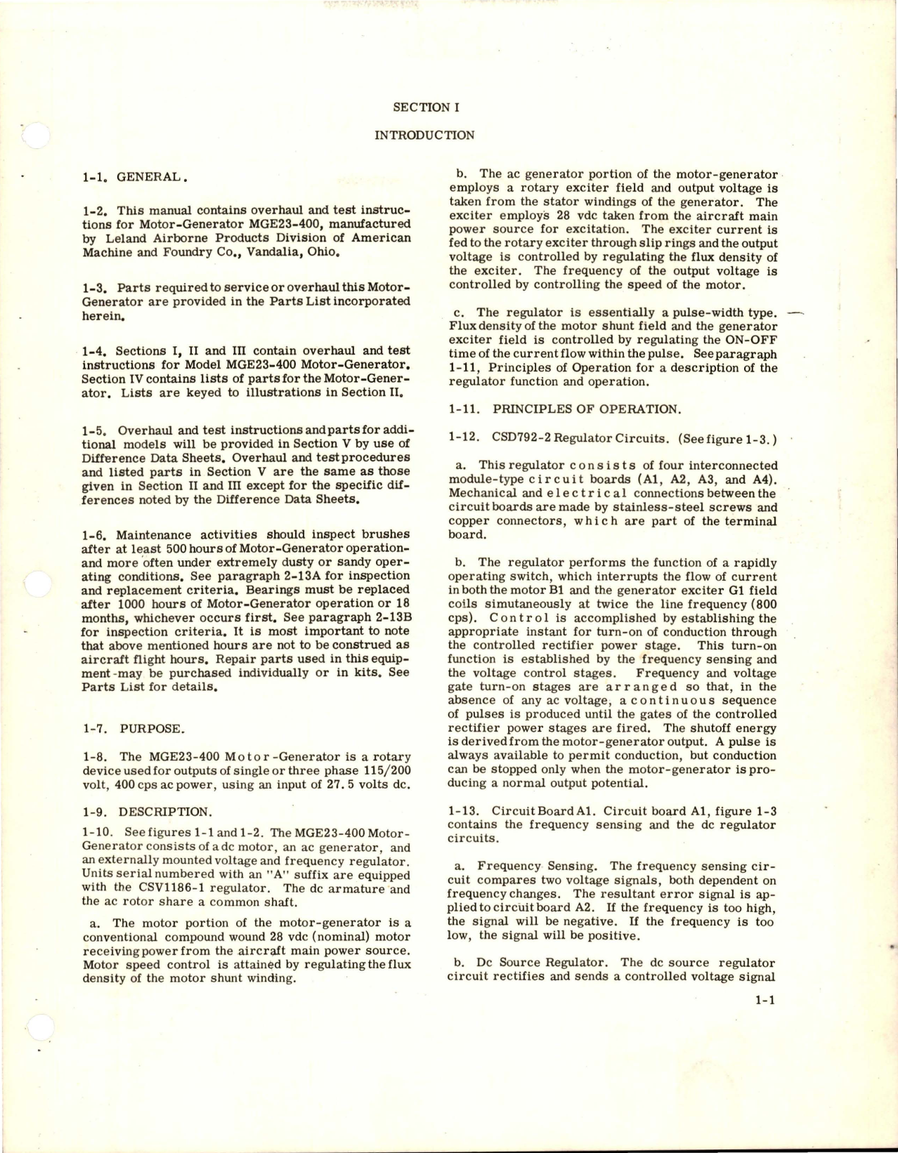 Sample page 5 from AirCorps Library document: Overhaul Instructions and Parts Breakdown for Motor Generator - Model MGE 23-400