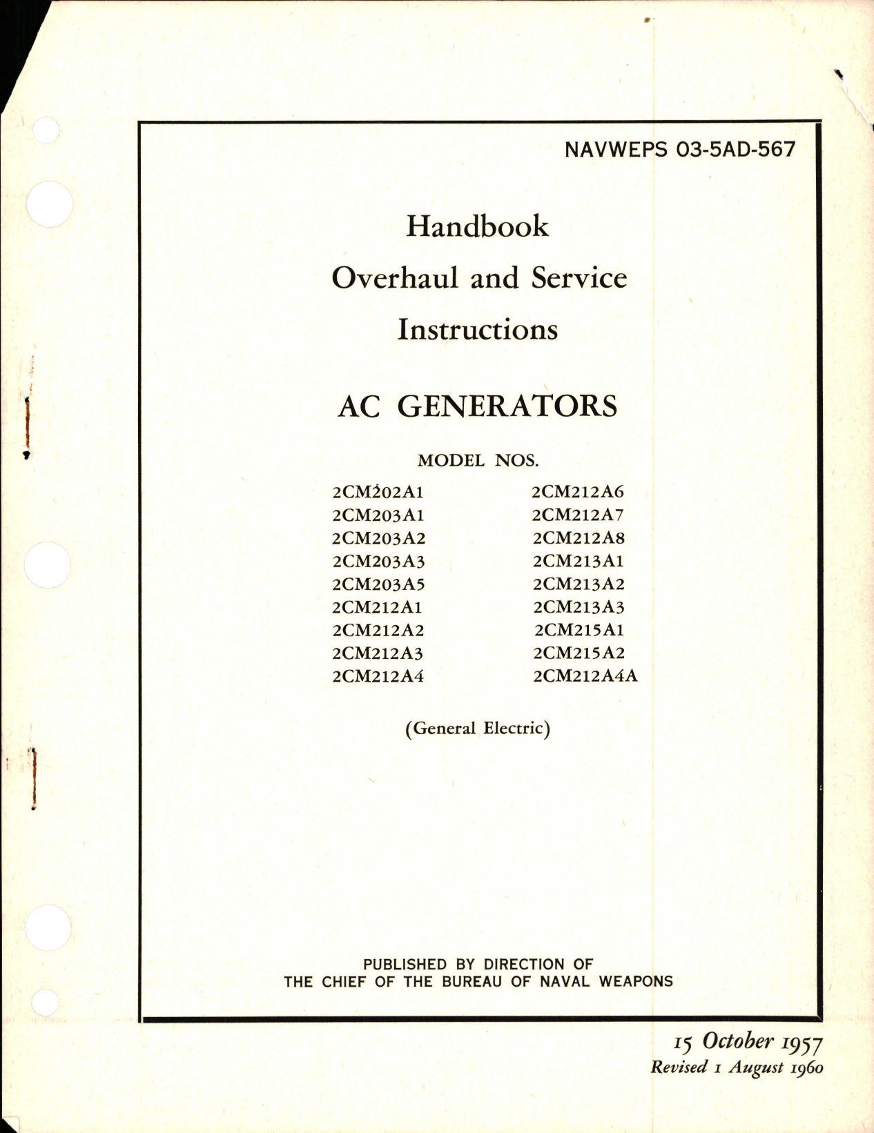 Sample page 1 from AirCorps Library document: Overhaul and Service Instructions for AC Generators 