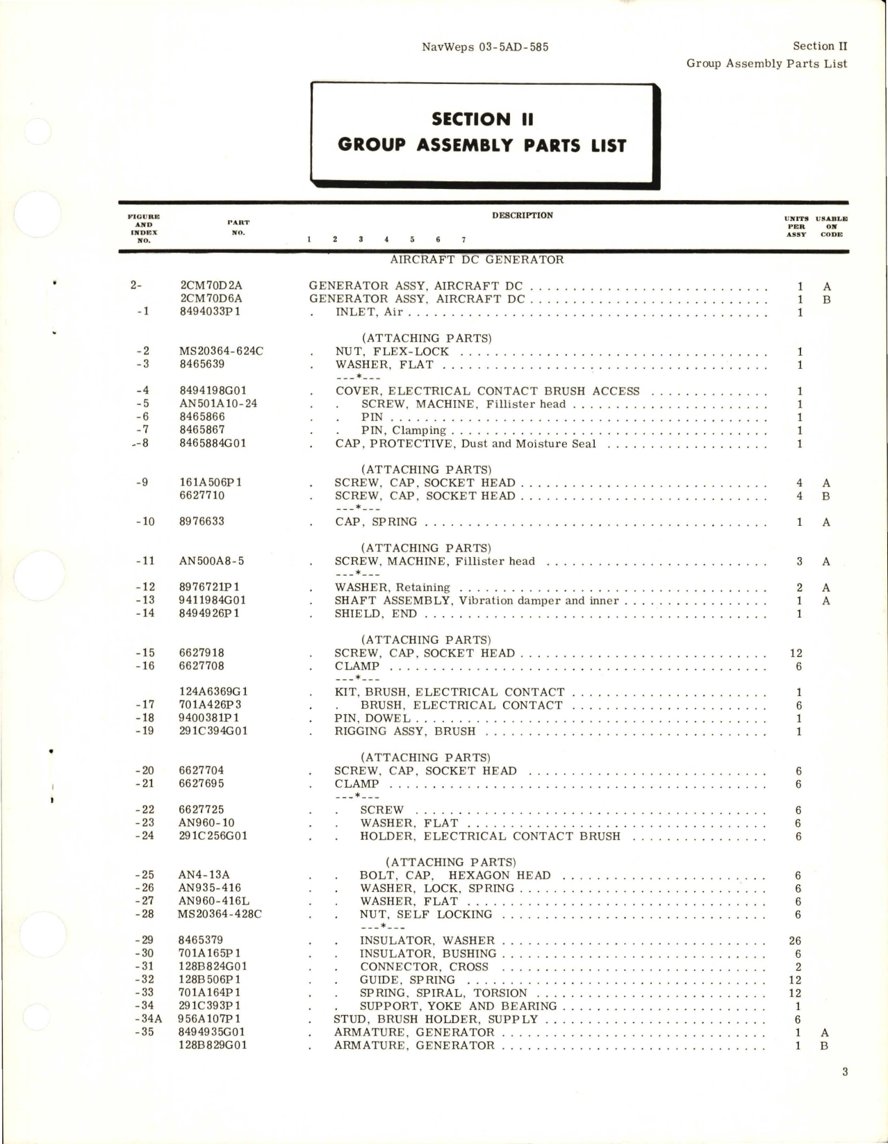 Sample page 5 from AirCorps Library document: Illustrated Parts Breakdown for DC Generator - Models 2CM70D2A, 2CM70D6A