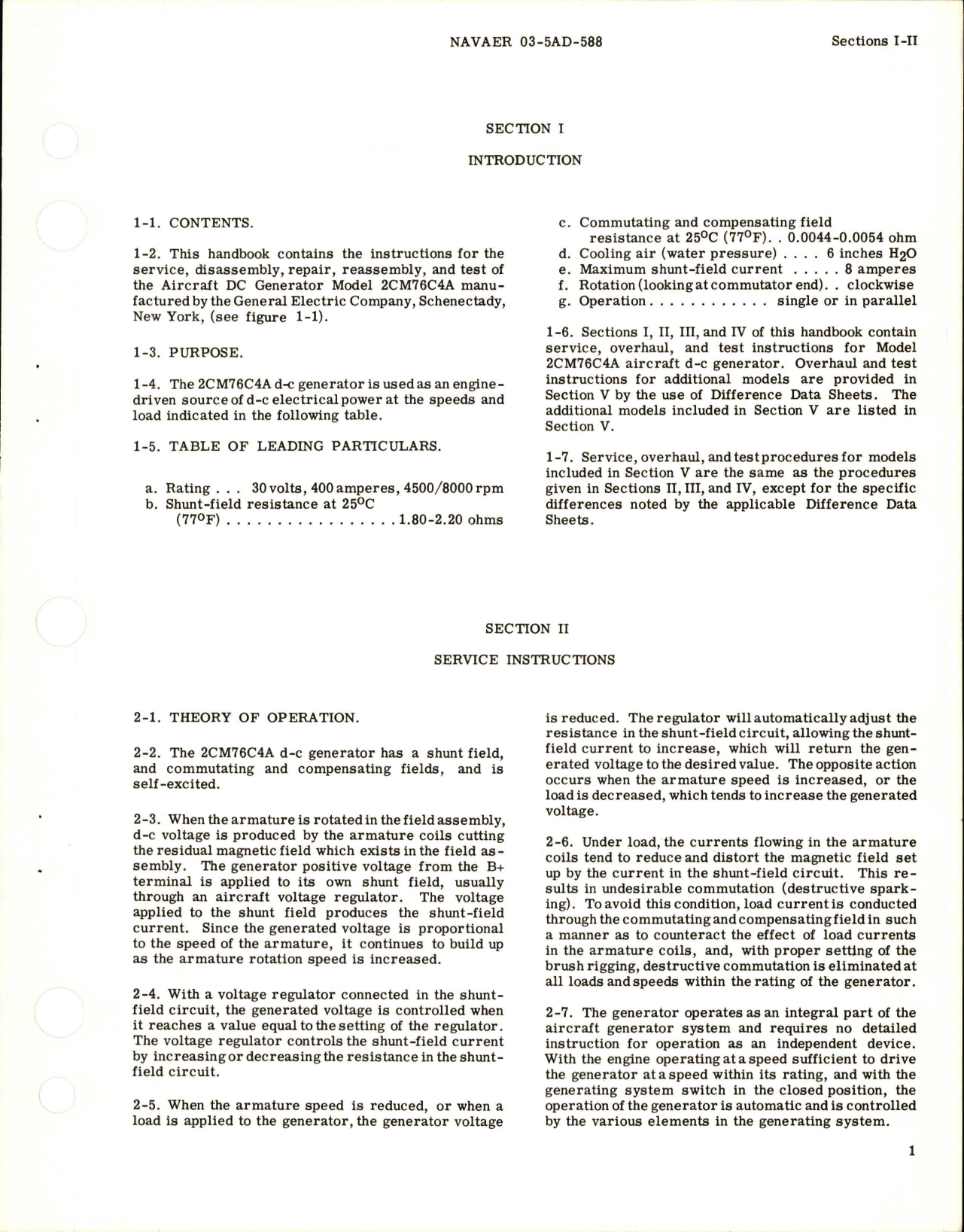 Sample page 5 from AirCorps Library document: Service and Overhaul Instructions for DC Generator - Models 2CM76C4, 2CM76C4A, 2CM76E4, 2CM76E4C, and 2CM76E5 