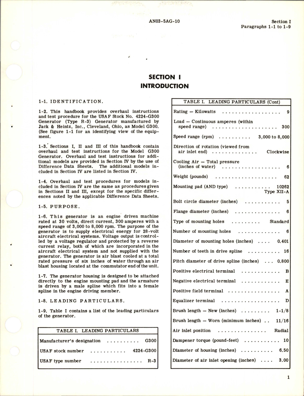 Sample page 5 from AirCorps Library document: Overhaul Instructions for Generator - Models G300, G300-3, G300-3C, G300-4A, G300-4B, G300-6BT, and G300-600A