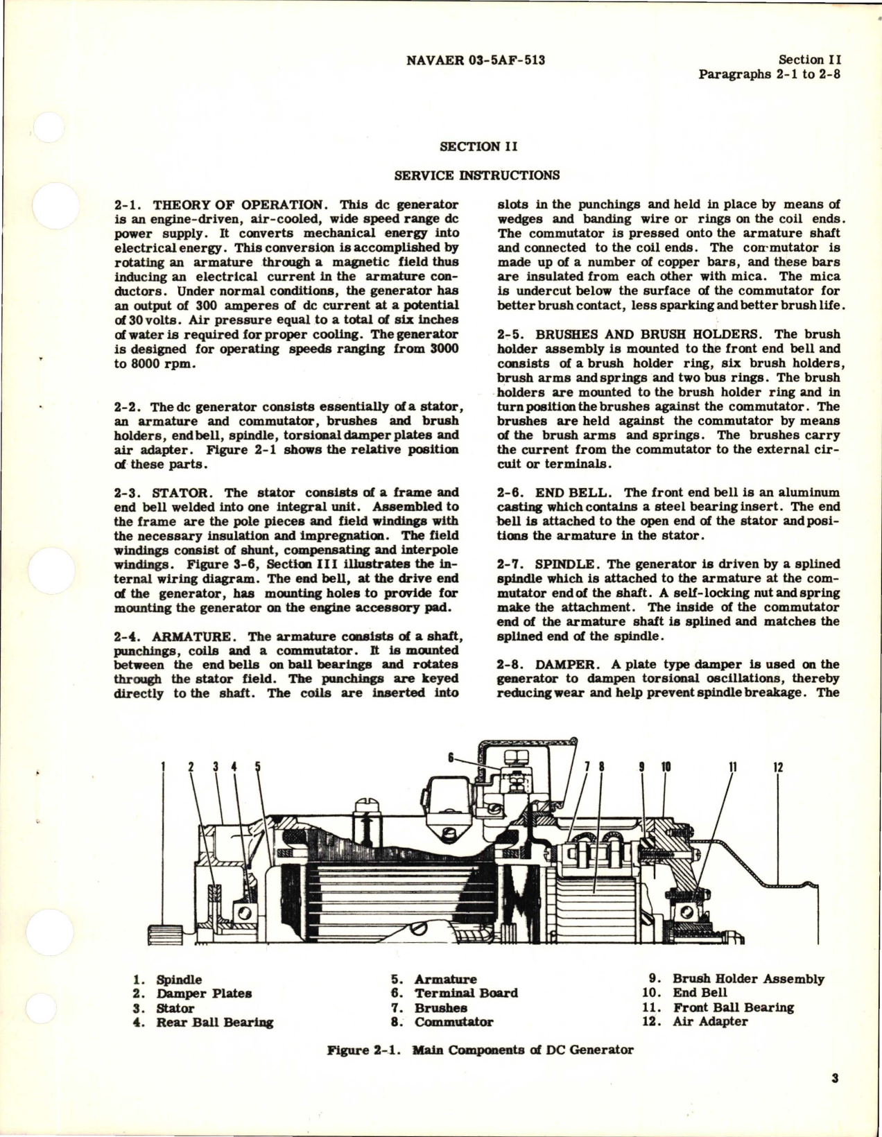 Sample page 5 from AirCorps Library document: Operation, Service and Overhaul Instructions for DC Generator - Part 903J790-2 
