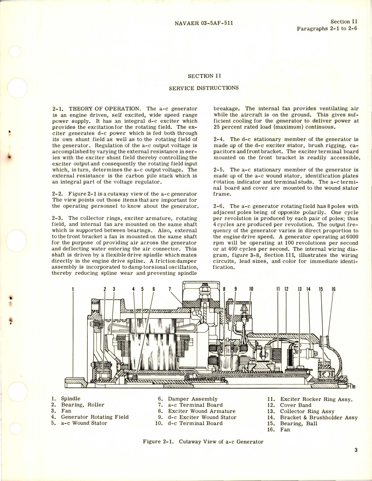 Sample page 5 from AirCorps Library document: Service and Overhaul Instructions for AC Generator - Model A50J231-1