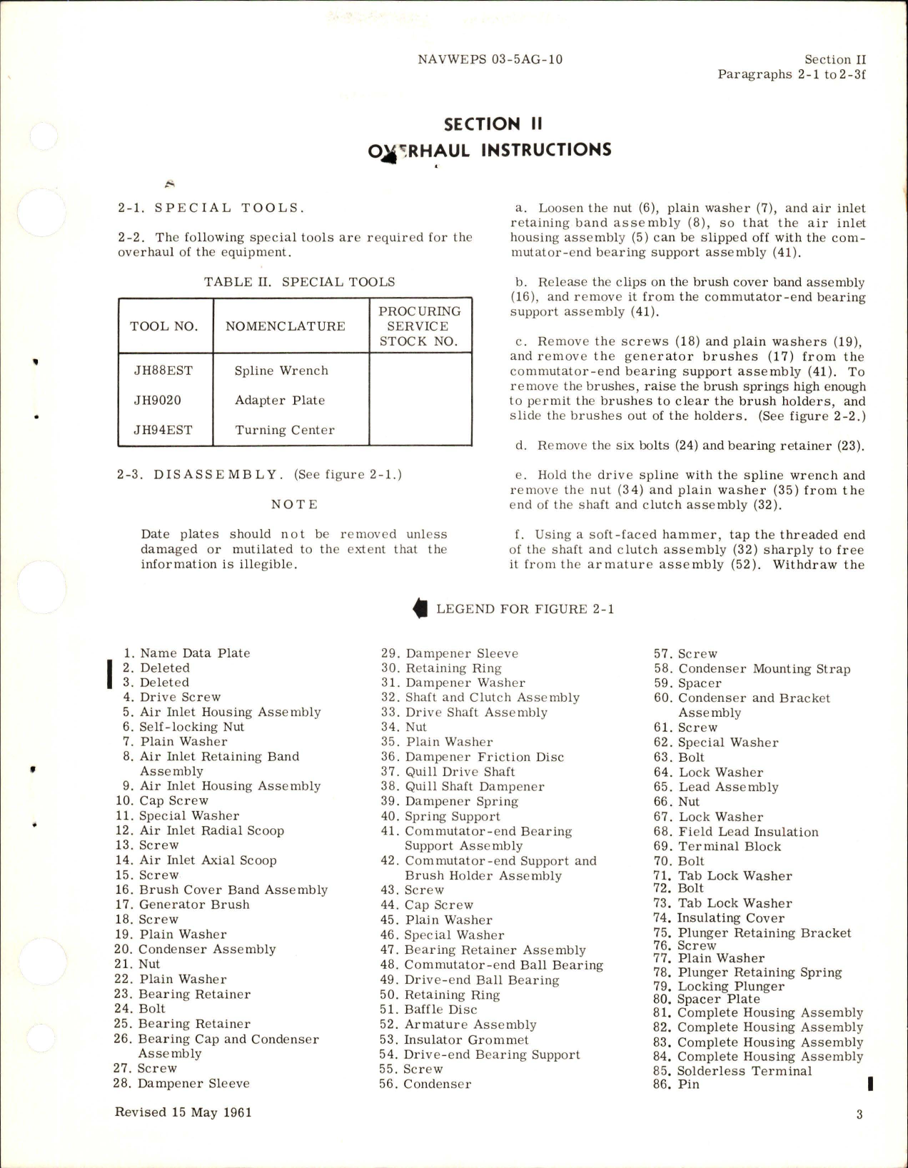 Sample page 5 from AirCorps Library document: Overhaul Instructions for Generator 