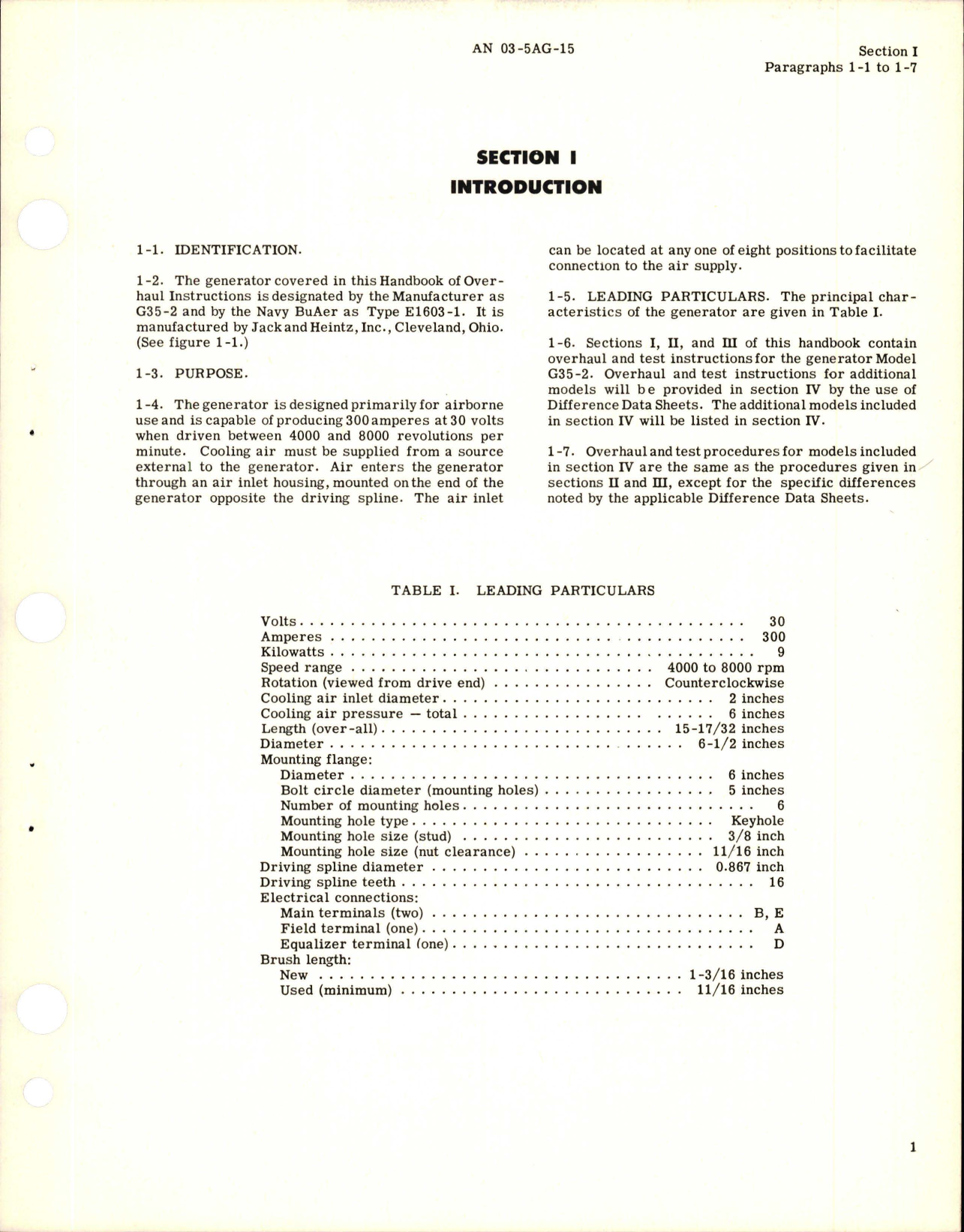 Sample page 5 from AirCorps Library document: Overhaul Instructions for Generator - Model G35-2