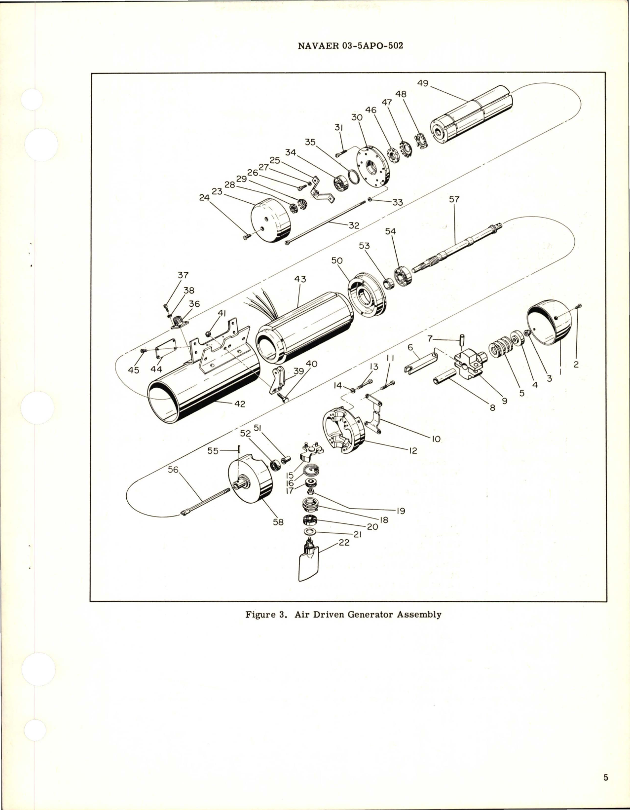 Sample page 5 from AirCorps Library document: Overhaul Instructions w Parts Breakdown for Air Driven Generator - Model AG-1X - Part E-33005