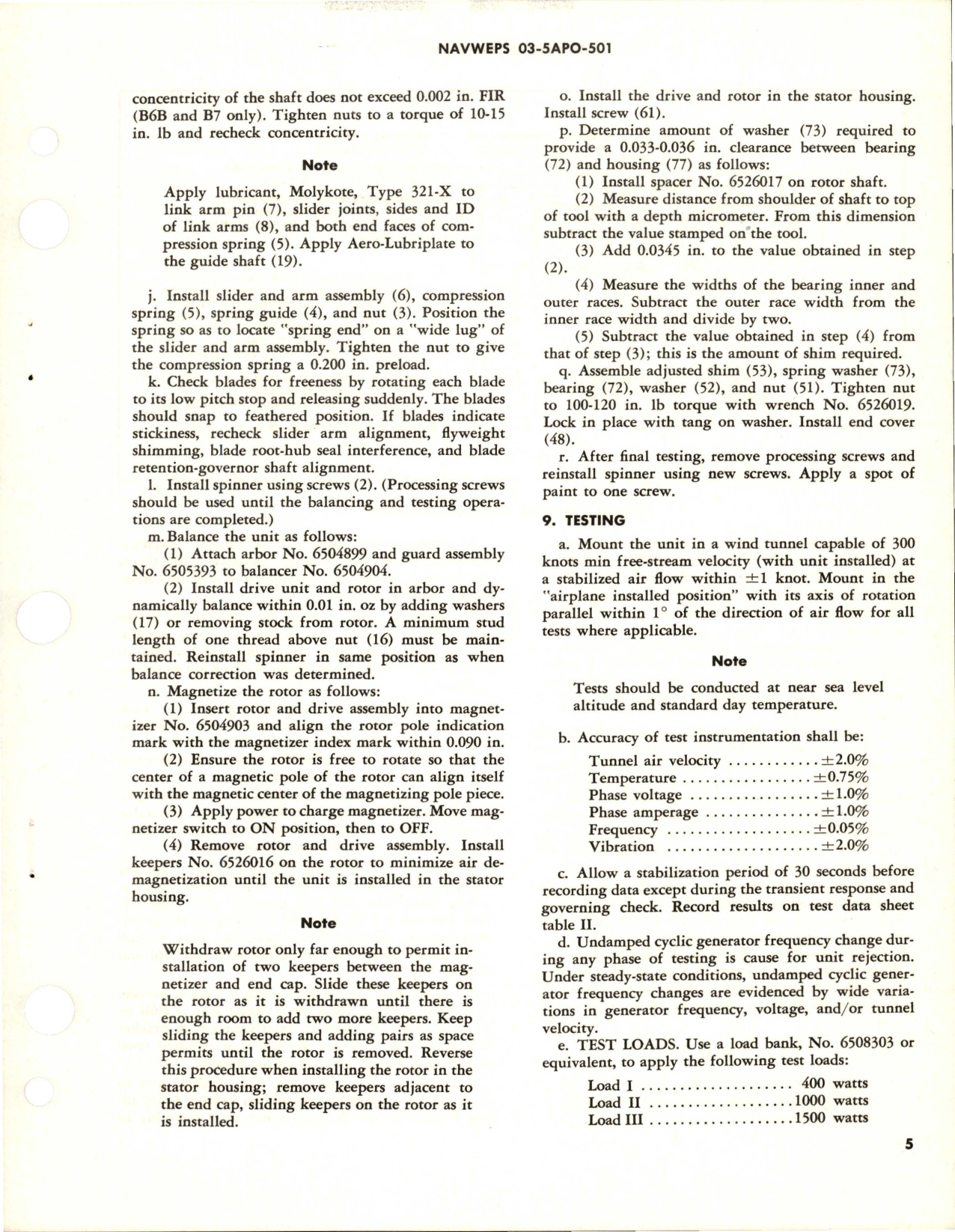 Sample page 7 from AirCorps Library document: Overhaul Instructions with Illustrated Parts Breakdown for Air Driven Generator Assembly - Parts 6509402, 6505115, and 6522875