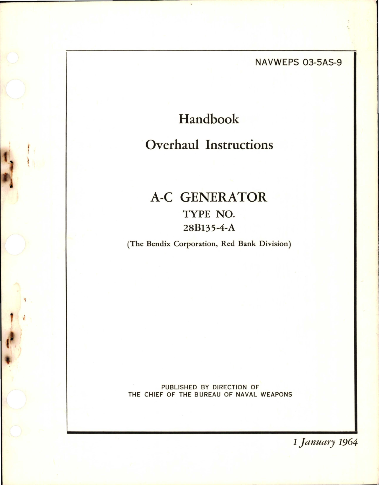 Sample page 1 from AirCorps Library document: Overhaul Instructions for AC Generator - Type 28B135-4-A