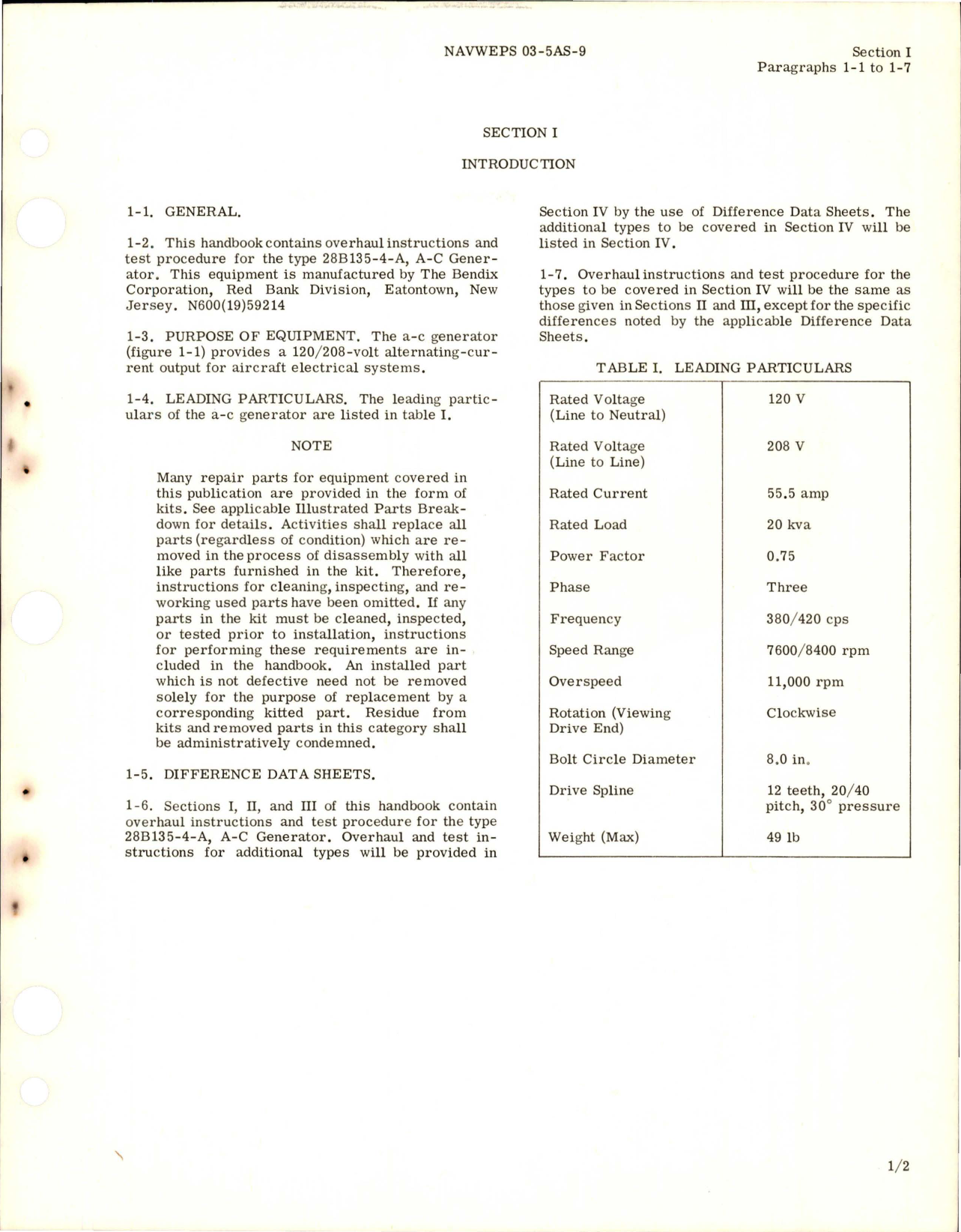 Sample page 5 from AirCorps Library document: Overhaul Instructions for AC Generator - Type 28B135-4-A
