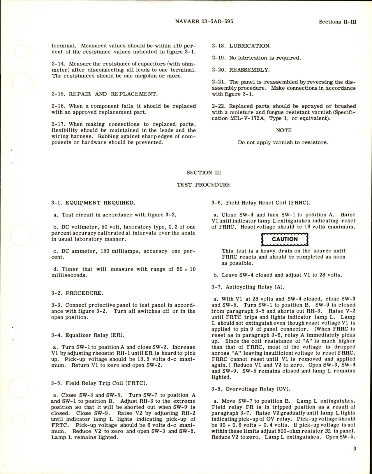 Sample page 7 from AirCorps Library document: Overhaul Instructions for Overvoltage Protective Panel for DC Generator - Models CR2781M146D and CR2781M146F 