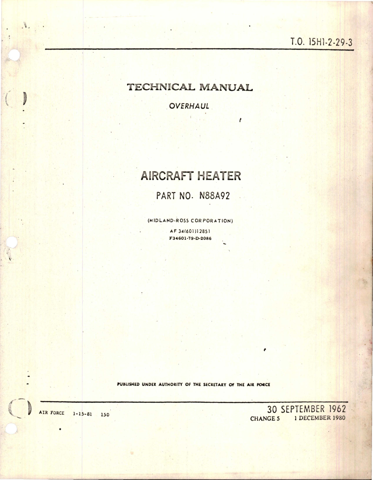 Sample page 1 from AirCorps Library document: Overhaul Manual for Aircraft Heater - Part N88A92
