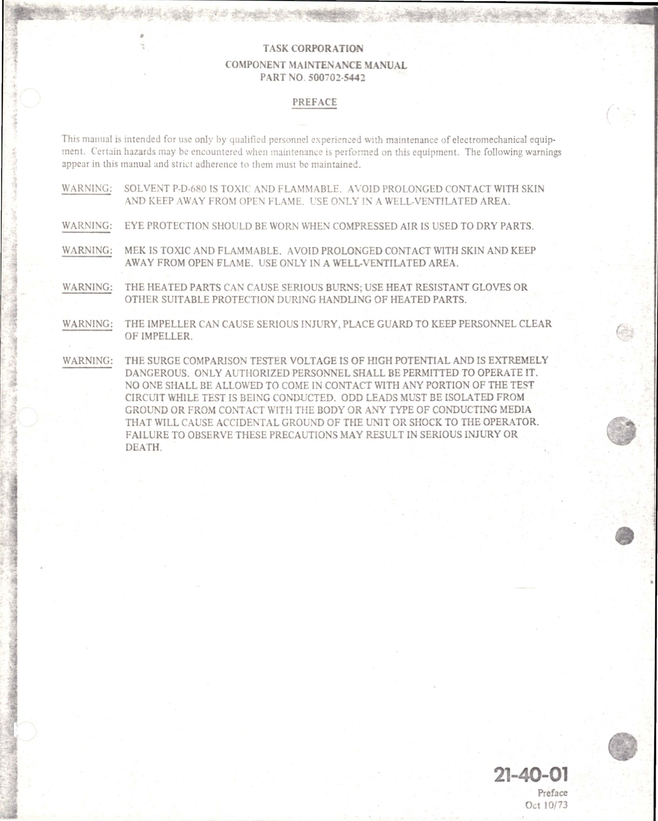 Sample page 7 from AirCorps Library document: Maintenance Manual with Illustrated Parts List for Axivane Fan - Part 500702-5442 