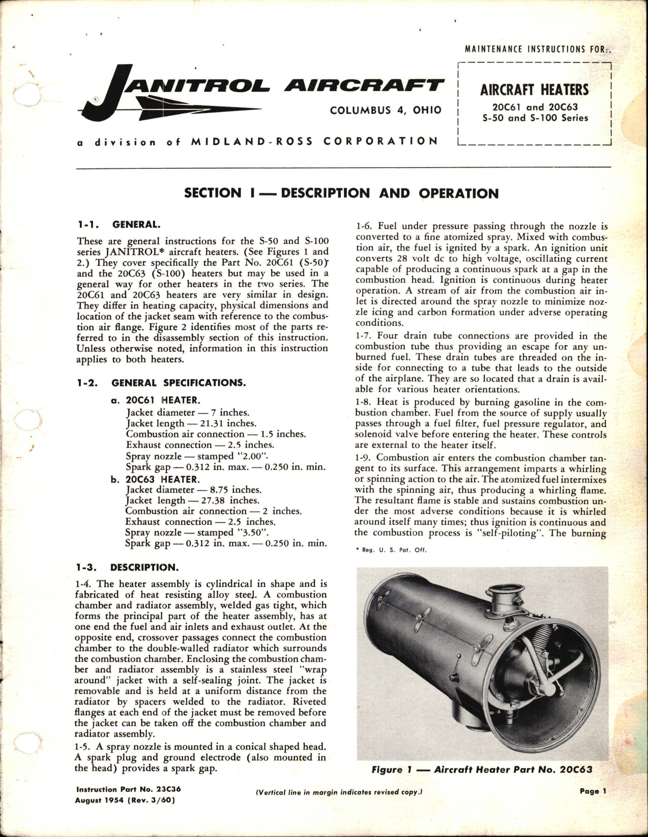 Sample page 1 from AirCorps Library document: Maintenance Instructions for Aircraft Heaters - 20C61, 20C63, S-50 and S-100 Series