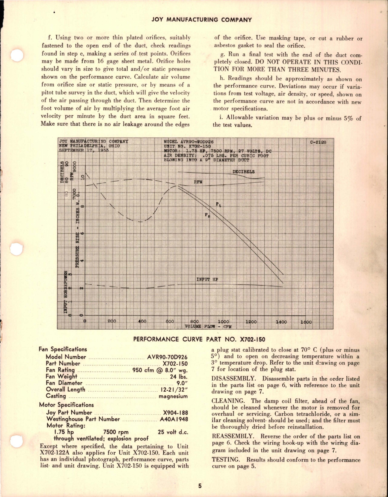 Sample page 5 from AirCorps Library document: Overhaul Instructions with Parts Breakdown for Axivane Aircraft Fans