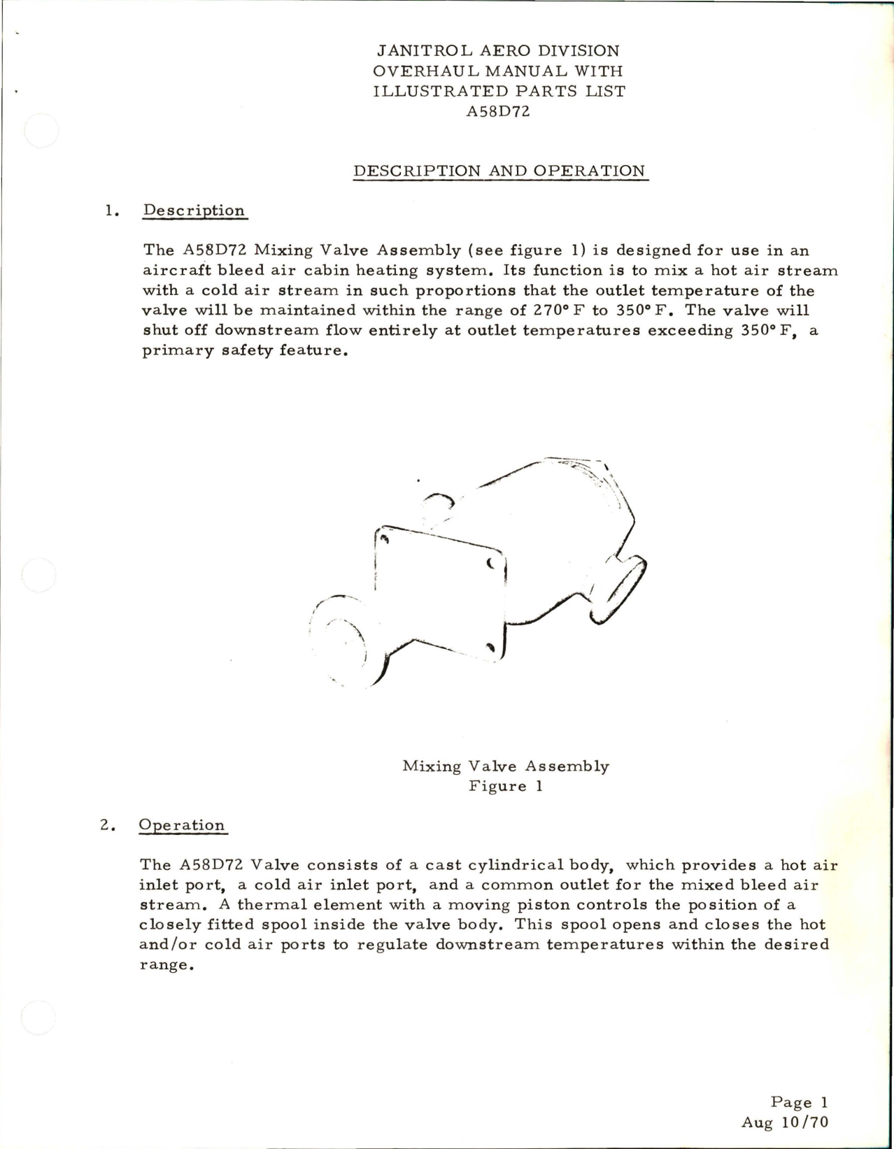 Sample page 7 from AirCorps Library document: Overhaul with Illustrated Parts List for Mixing Valve Assembly - Part A58D72 