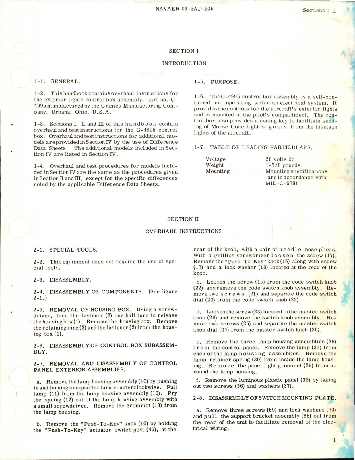 Sample page 5 from AirCorps Library document: Overhaul Instructions for Exterior Lights Control Box 