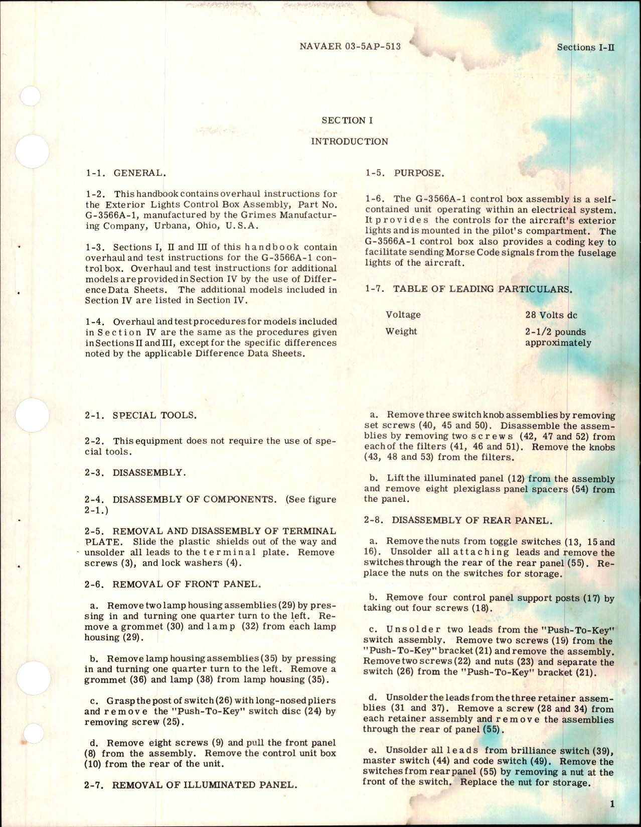 Sample page 5 from AirCorps Library document: Overhaul Instructions for Exterior Lights Control Box - Parts G-3566A-1 and G-3566A-2