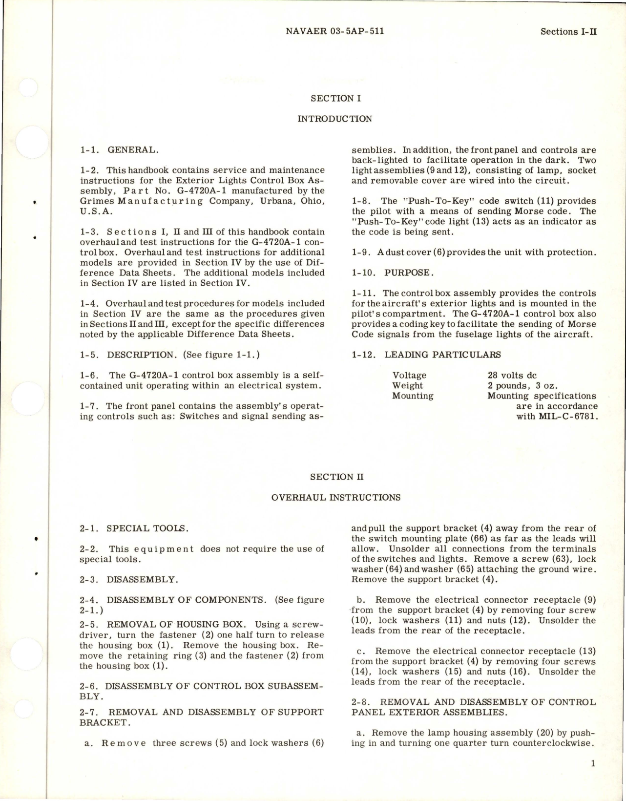 Sample page 5 from AirCorps Library document: Overhaul Instructions for Exterior Lights Control Box - Parts G-4720A-1, G-4720A-1A, G-4720A-2, and G-4720A-2A