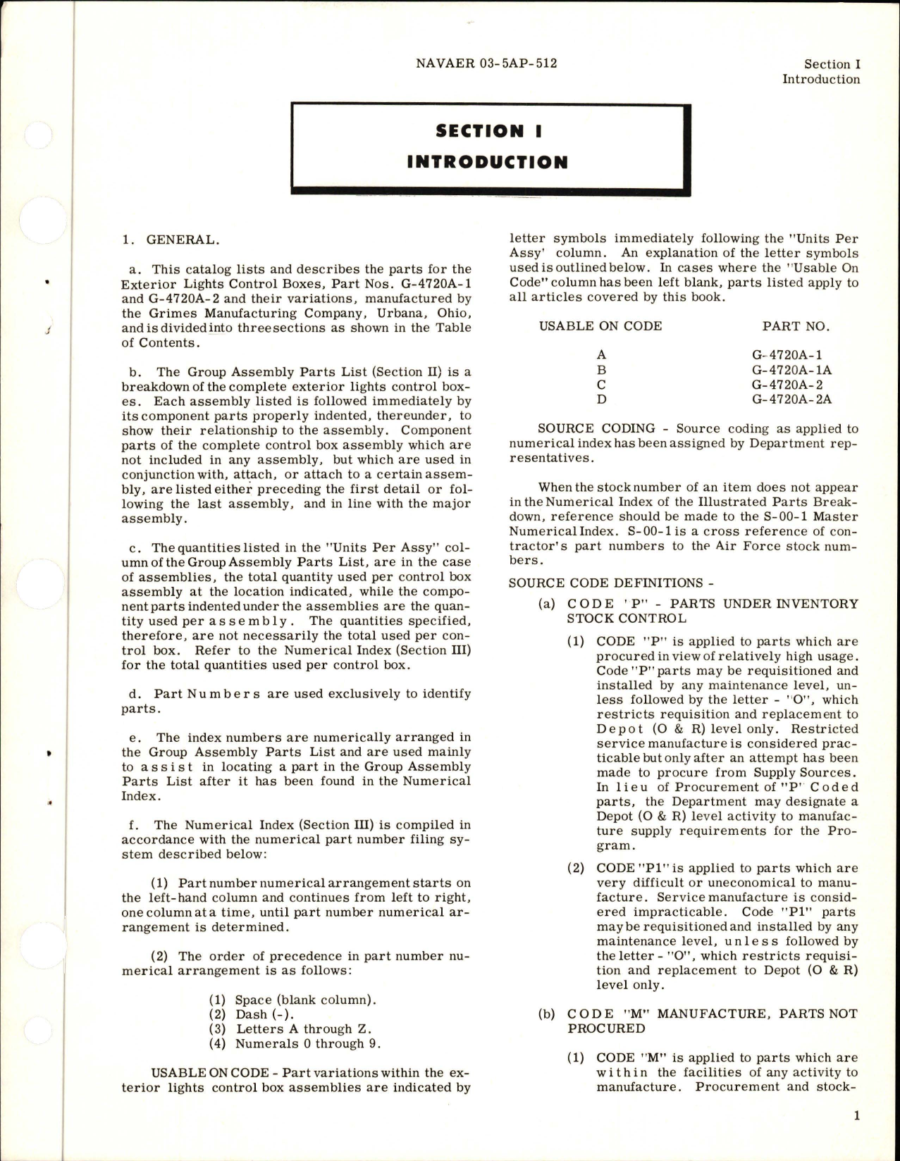 Sample page 5 from AirCorps Library document: Illustrated Parts Breakdown for Exterior Lights Control Box - Parts G-4720A-1, G-4720A-1A, G-4720A-2, and G-4720A-2A