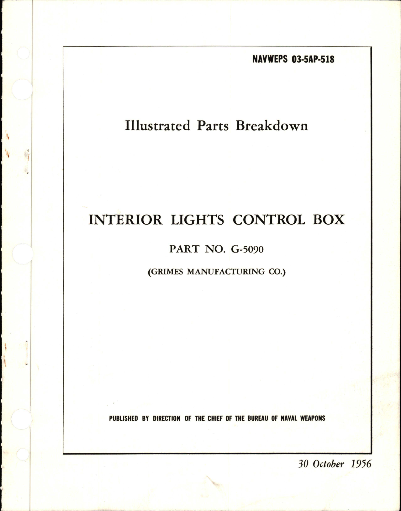 Sample page 1 from AirCorps Library document: Illustrated Parts Breakdown for Interior Light Control Box - Part G-5090
