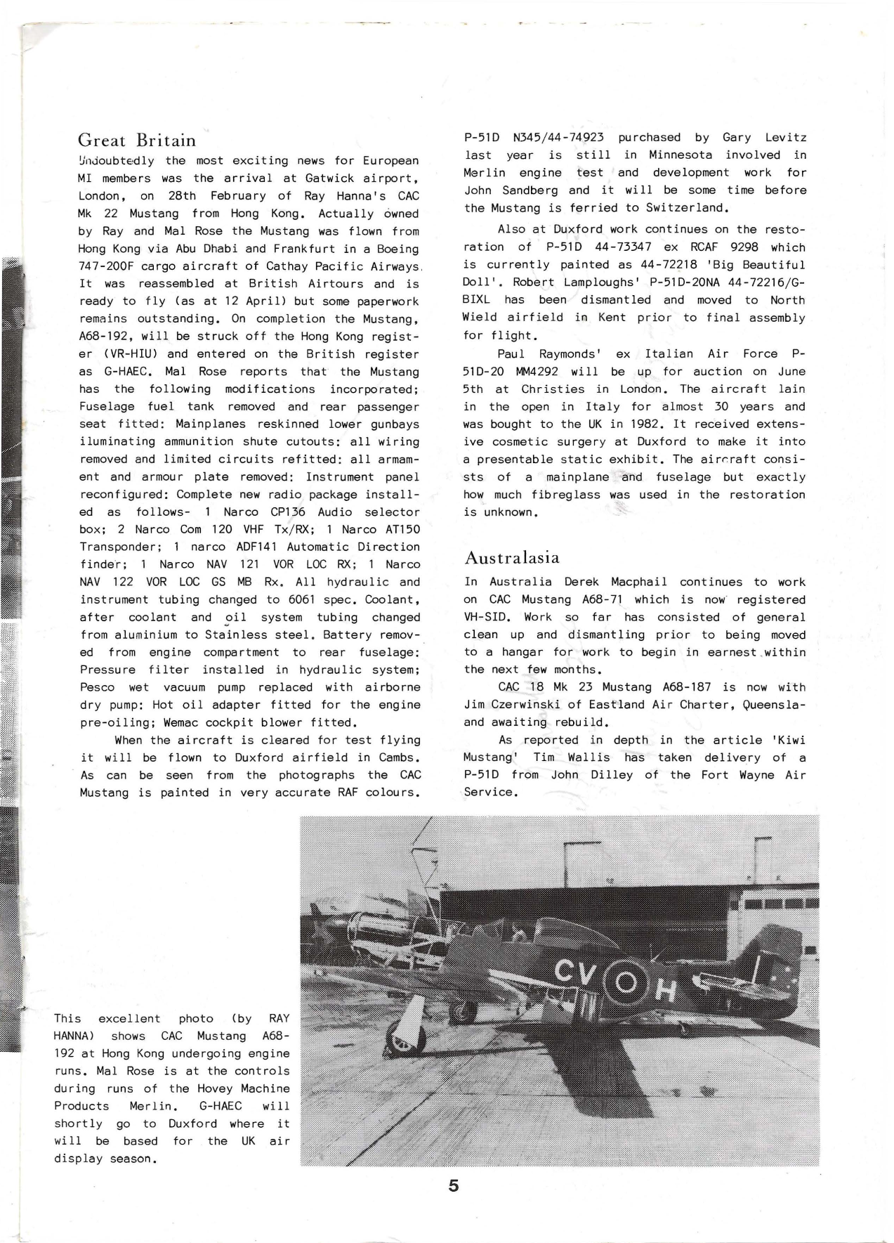 Sample page 5 from AirCorps Library document: Mustang World - Issue 6