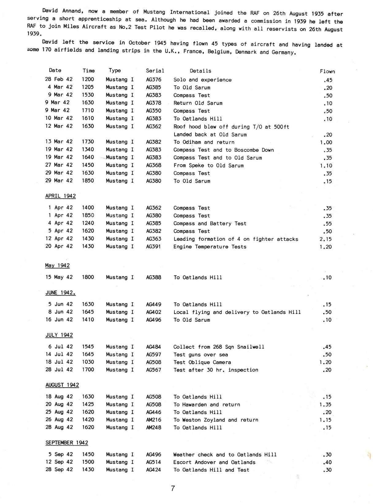 Sample page 7 from AirCorps Library document: Mustang World - Issue 7 