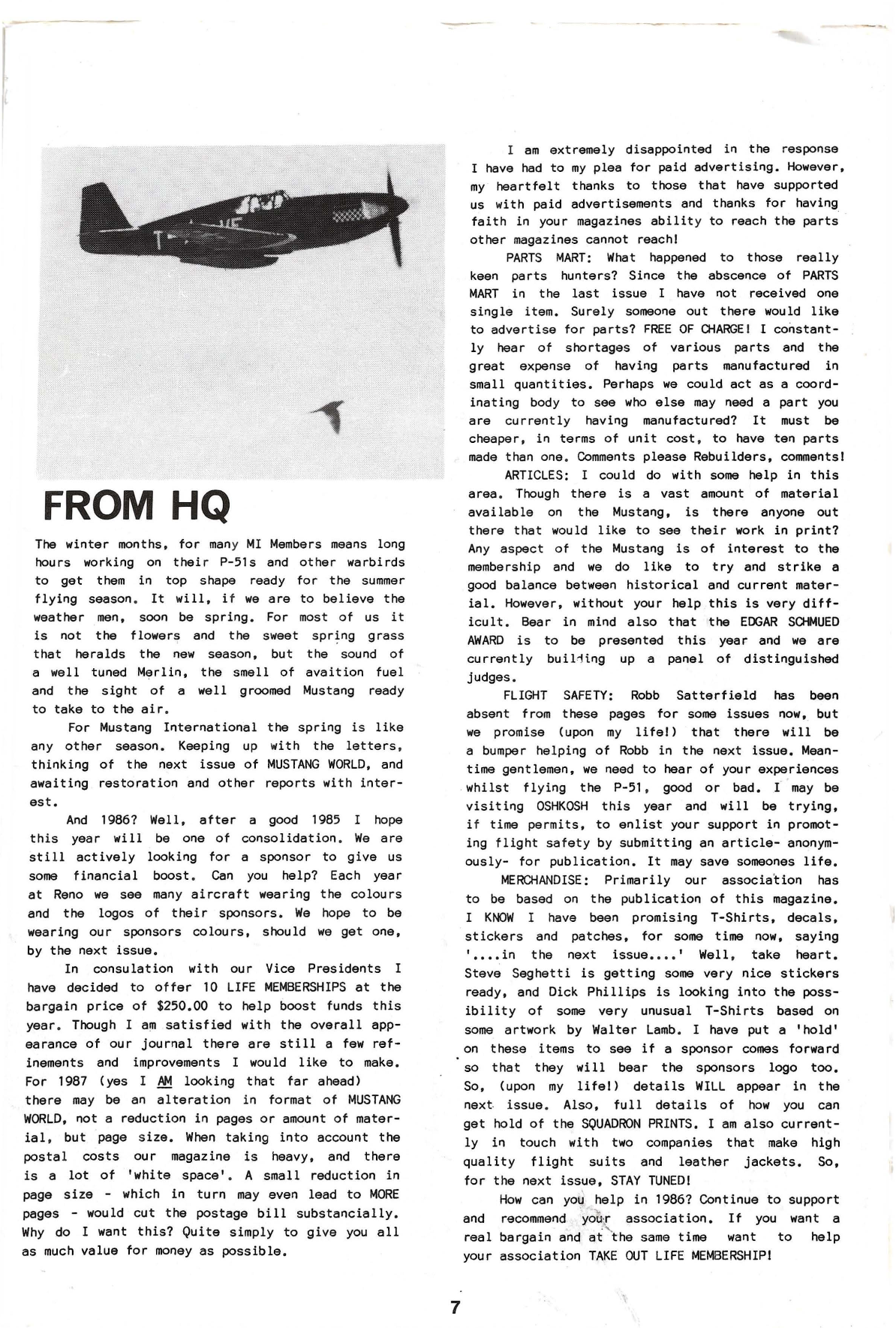 Sample page 7 from AirCorps Library document: Mustang World - Issue 9