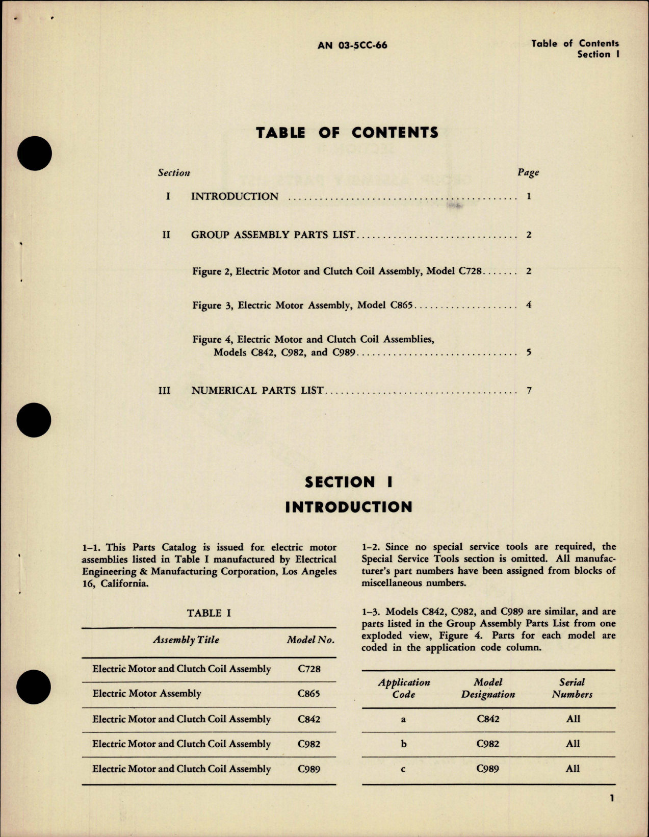Sample page 5 from AirCorps Library document: Parts Catalog for Electric Motors 